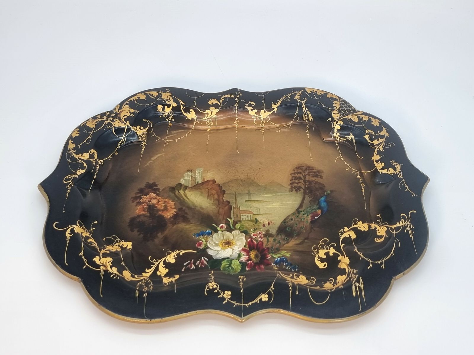 A Beautiful English Papier Mache Tray, English Circa 1840 photo Home Decor