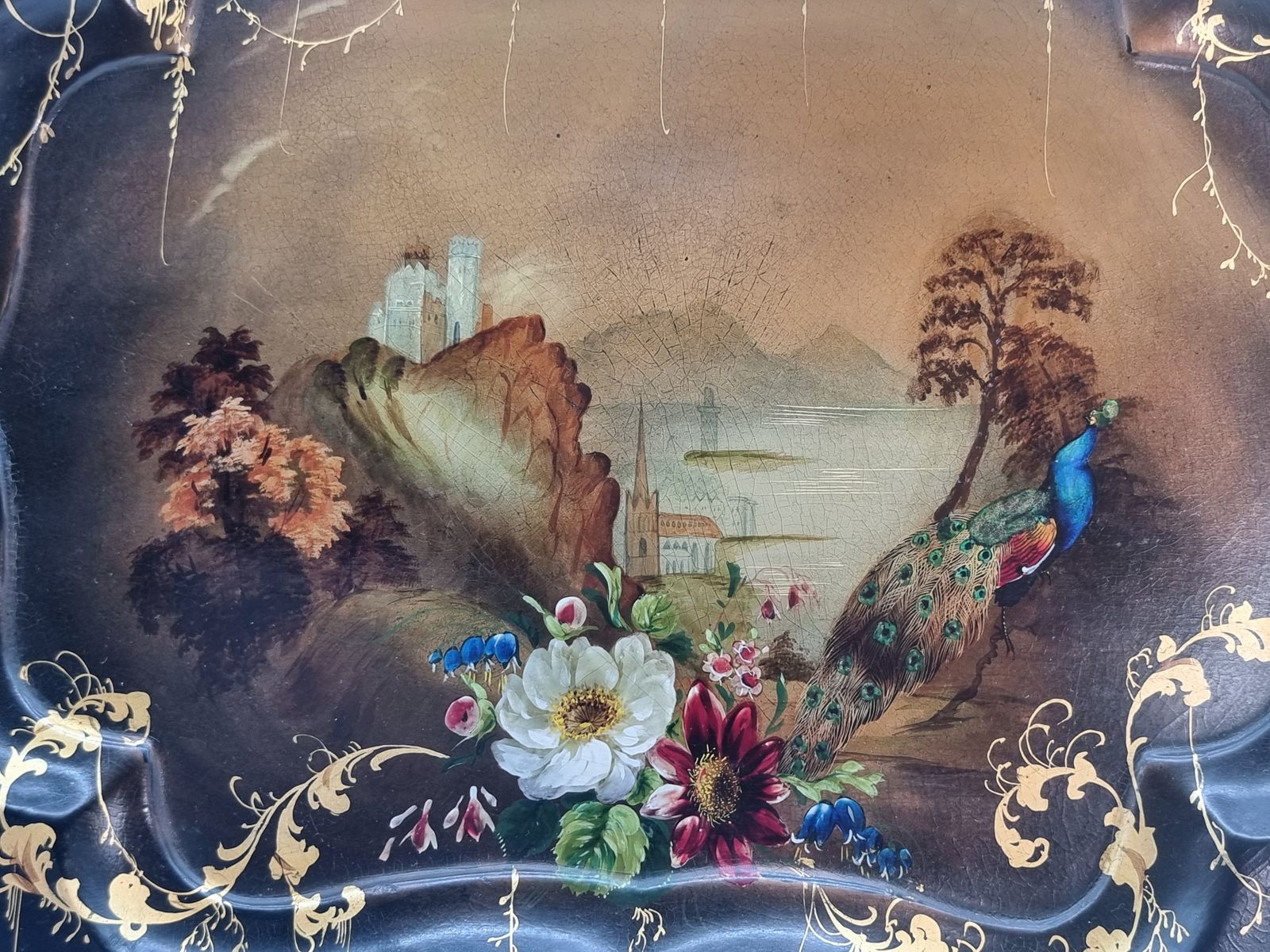 Home Decor A Beautiful English Papier Mache Tray, English Circa 1840 photo