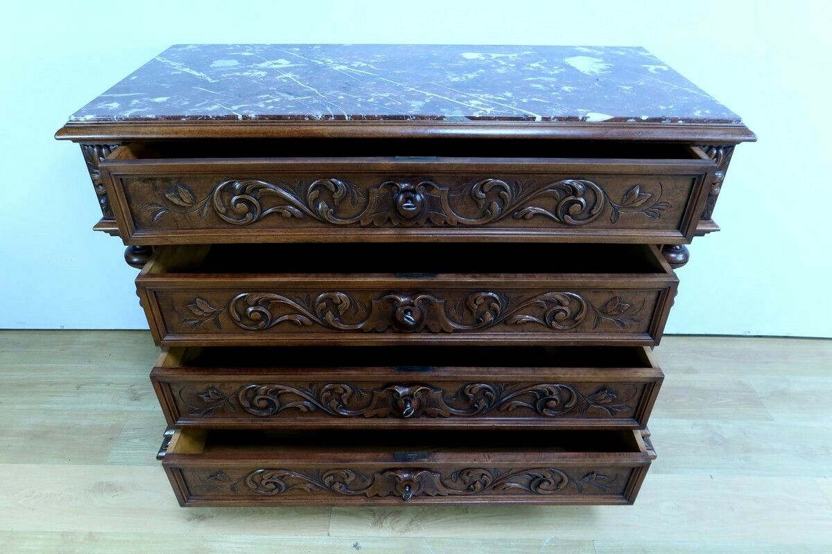 Walnut Chest Of Drawers P. Guinand Leglas, Renaissance Style – 1920 photo Furniture