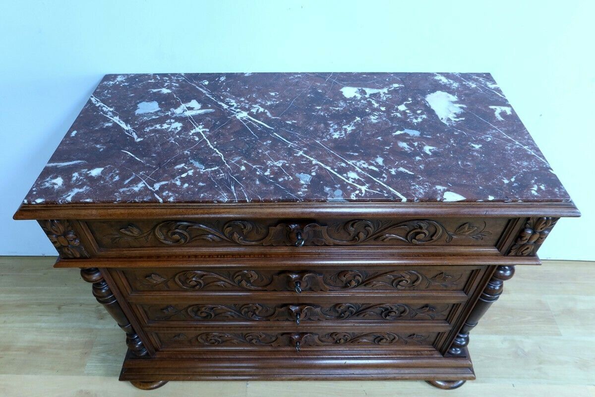 Walnut Chest Of Drawers P. Guinand Leglas, Renaissance Style – 1920 photo 2098.0