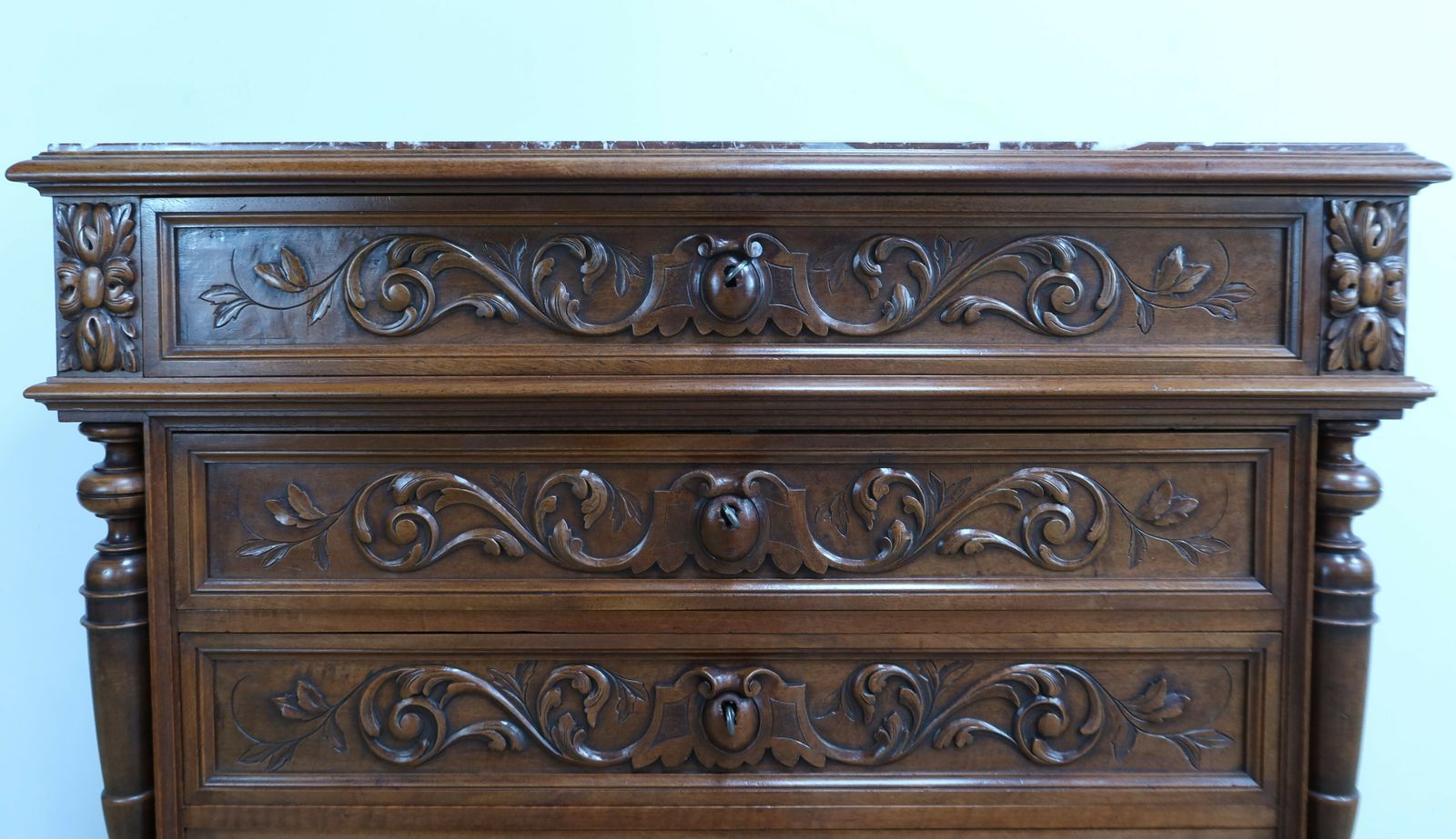 photo furniture Walnut Chest Of Drawers P. Guinand Leglas, Renaissance Style – 1920