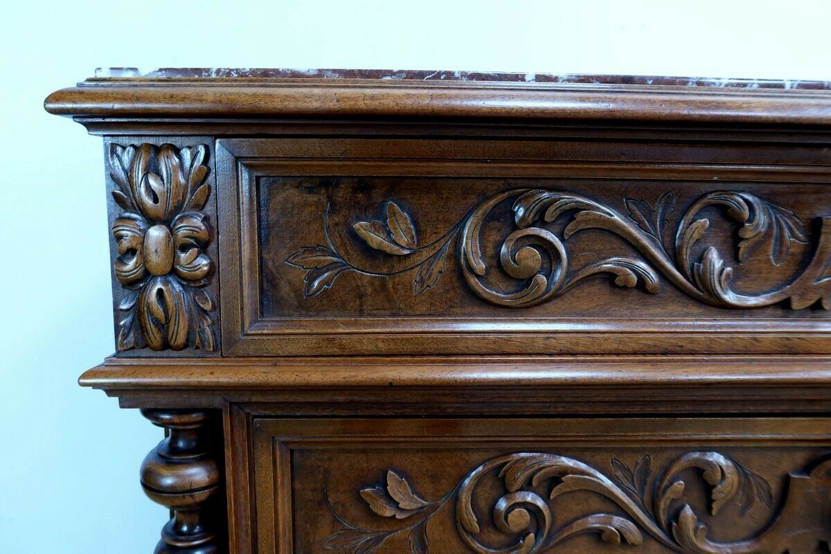 photo for sale Walnut Chest Of Drawers P. Guinand Leglas, Renaissance Style – 1920