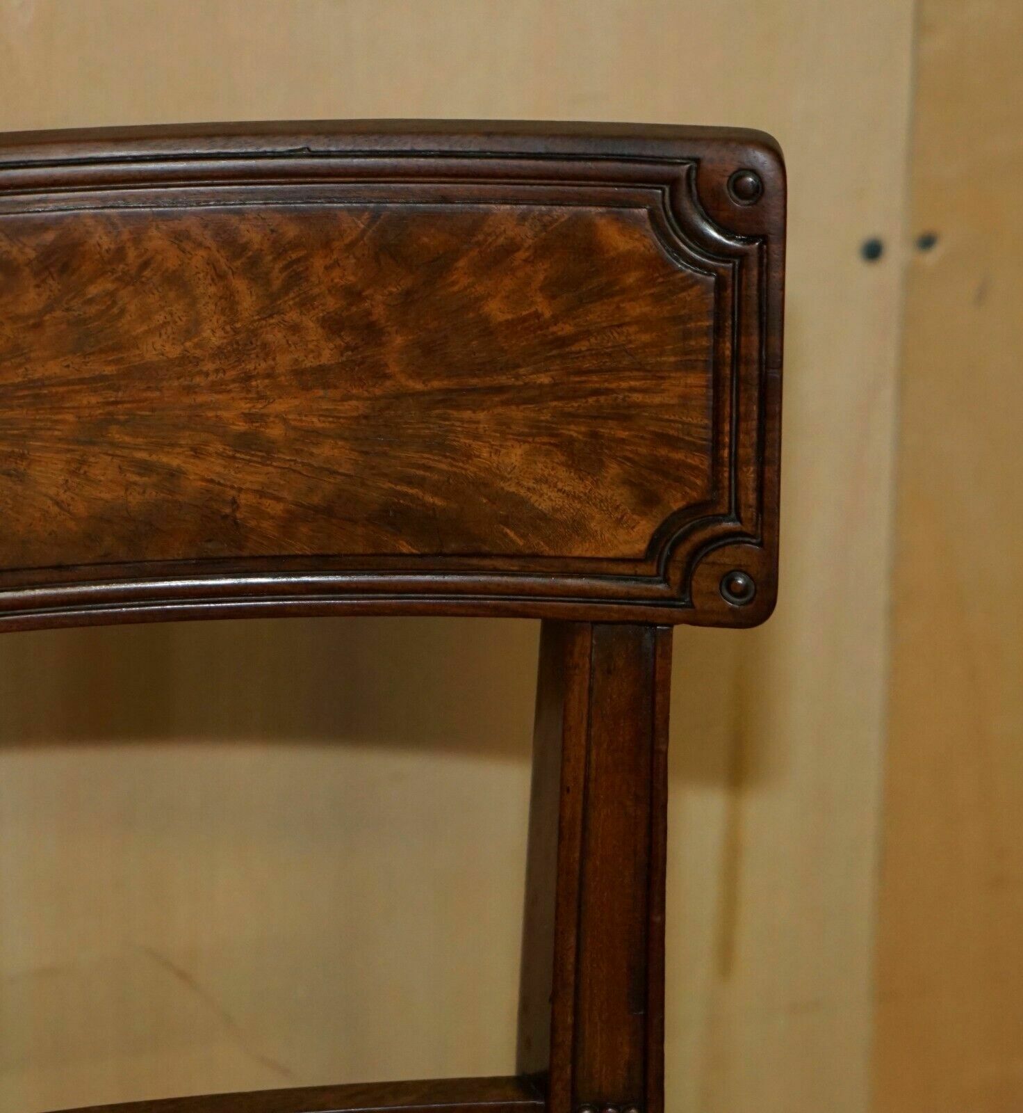 Six Fine Antique Regency 1820 Brown Leather Mahogany Chesterfield Dining Chairs photo vinterior