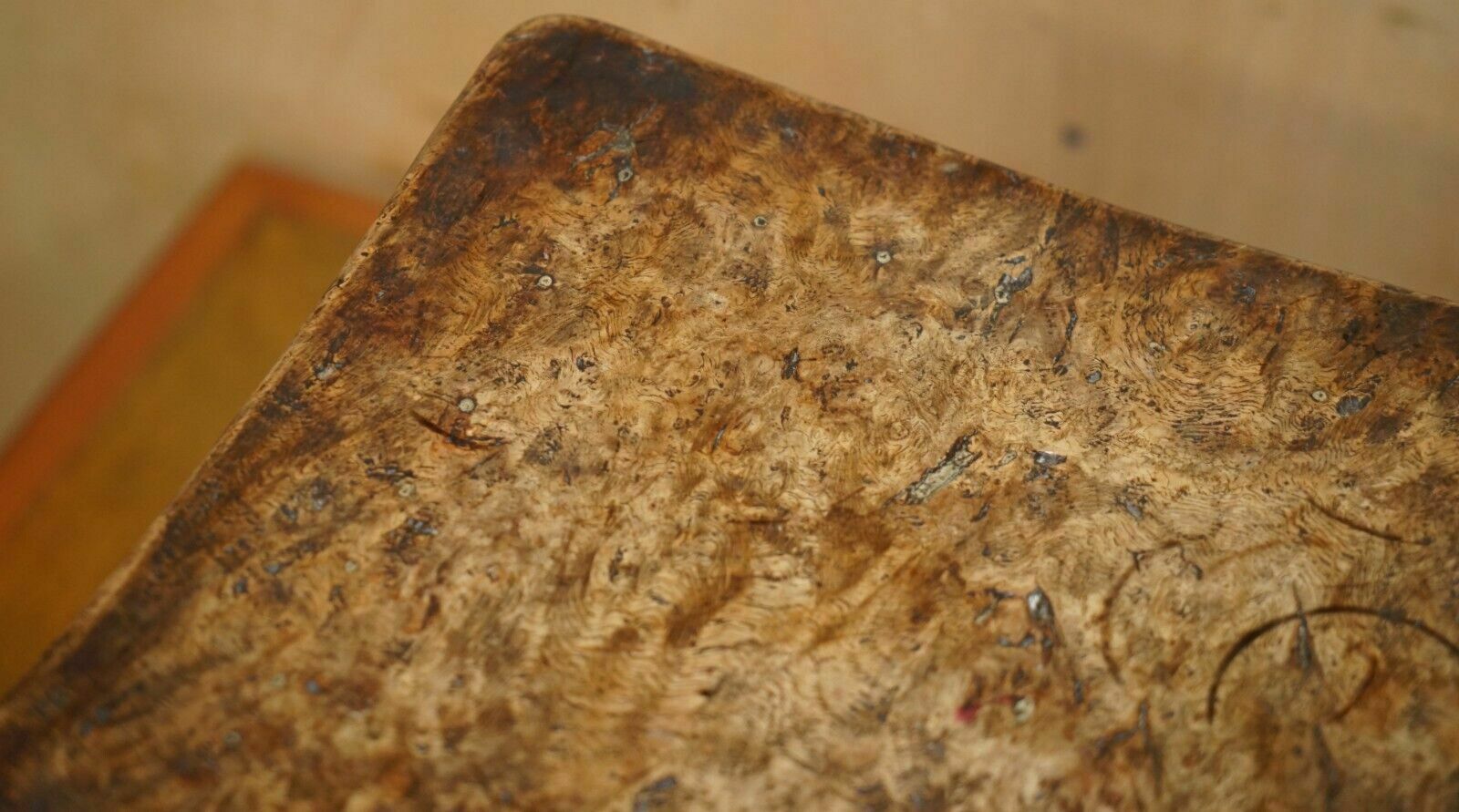 photo furniture Original 1930's Burr Oak Robert Mouseman Thompson Stool With Period Curved Top
