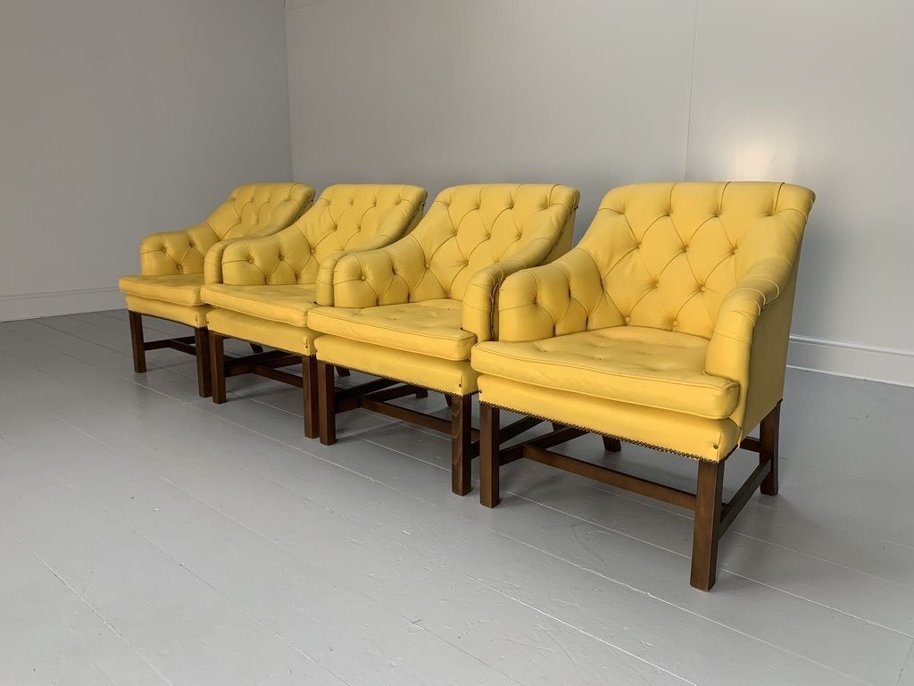 Suite Of 4 George Smith “Georgian” Armchairs – In Yellow Leather photo furniture