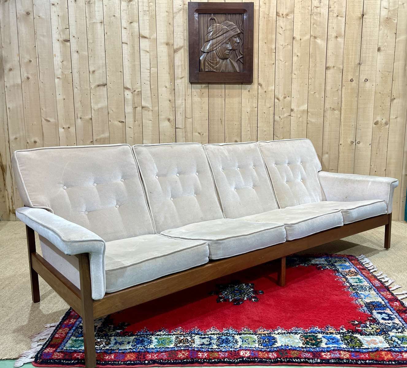 photo for sale Scandinavian 4 Seater Sofa From The 70s, In Teak