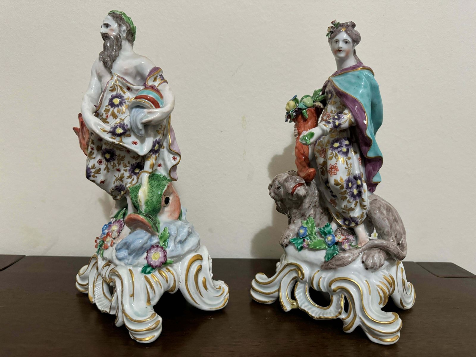 Pair Of Bow Porcelain Element Figures, "Water" And "Land" , Circa 1765 photo furniture