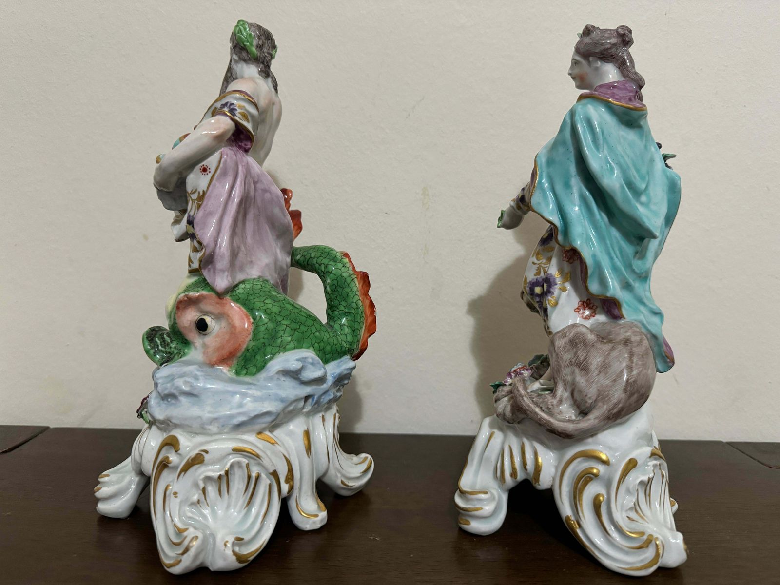 Pair Of Bow Porcelain Element Figures, "Water" And "Land" , Circa 1765 photo 5000.0