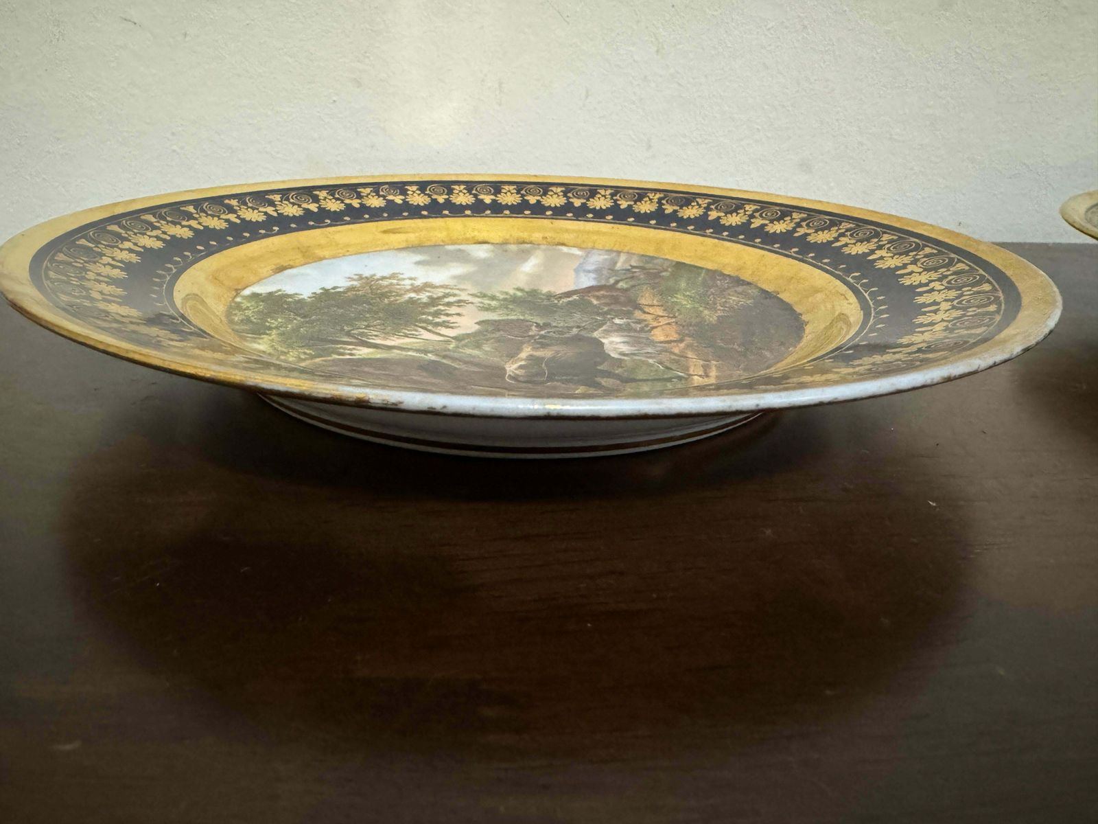 Pair Of Early 19th Century Darte Brothers Porcelain Plates photo vintage