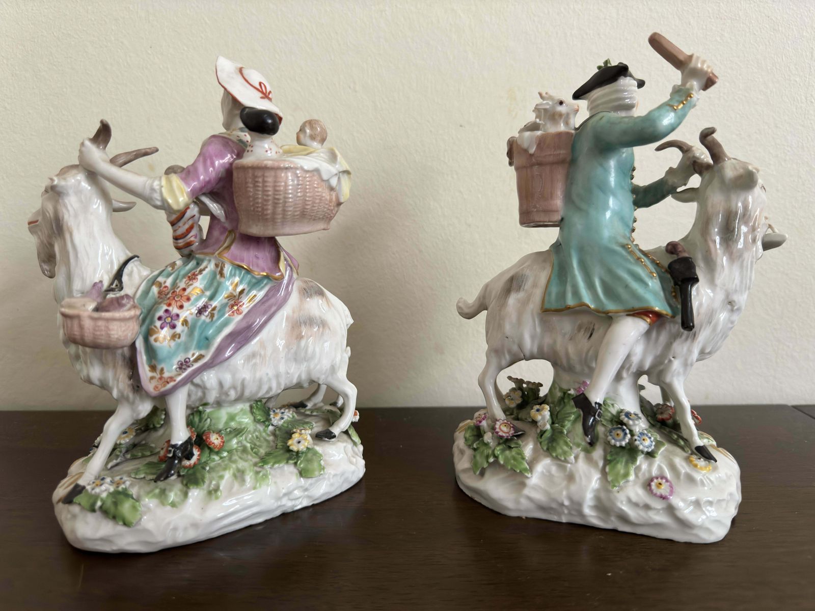Pair Of Derby Figures ' Welch Tailor And His Wife On Goats' Circa 1800 photo 1200.0
