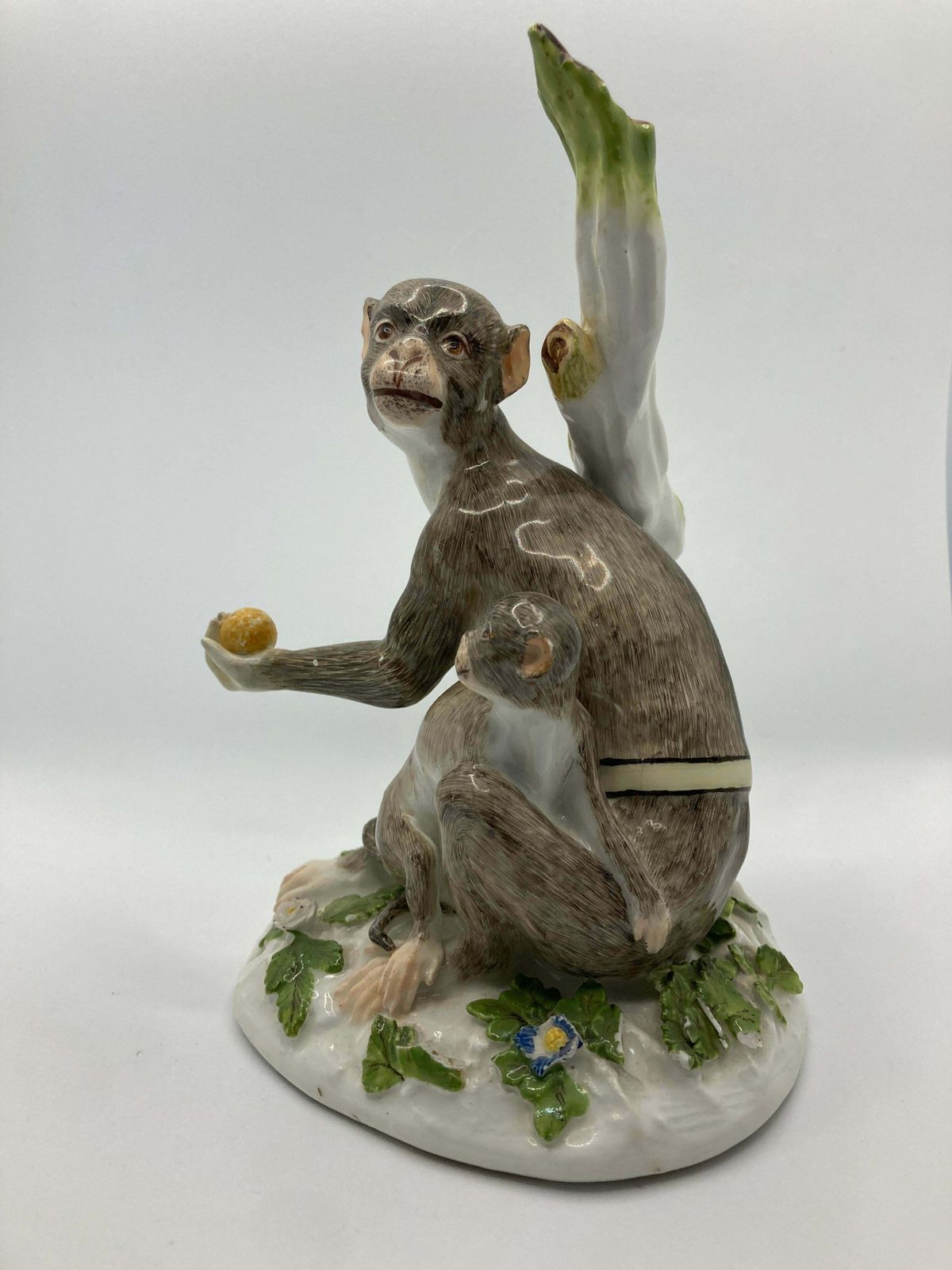 18th Century Meissen Porcelain Figure, 'Rhesus Monkey And Child' photo Art
