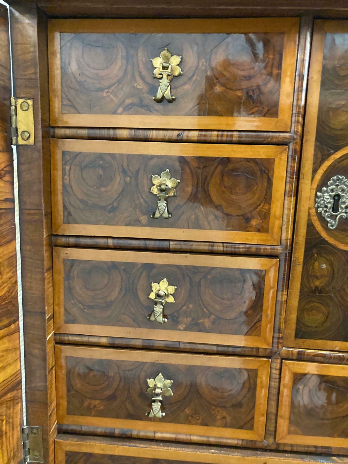 William & Mary Walnut Oyster Veneer Cabinet On Stand photo buy