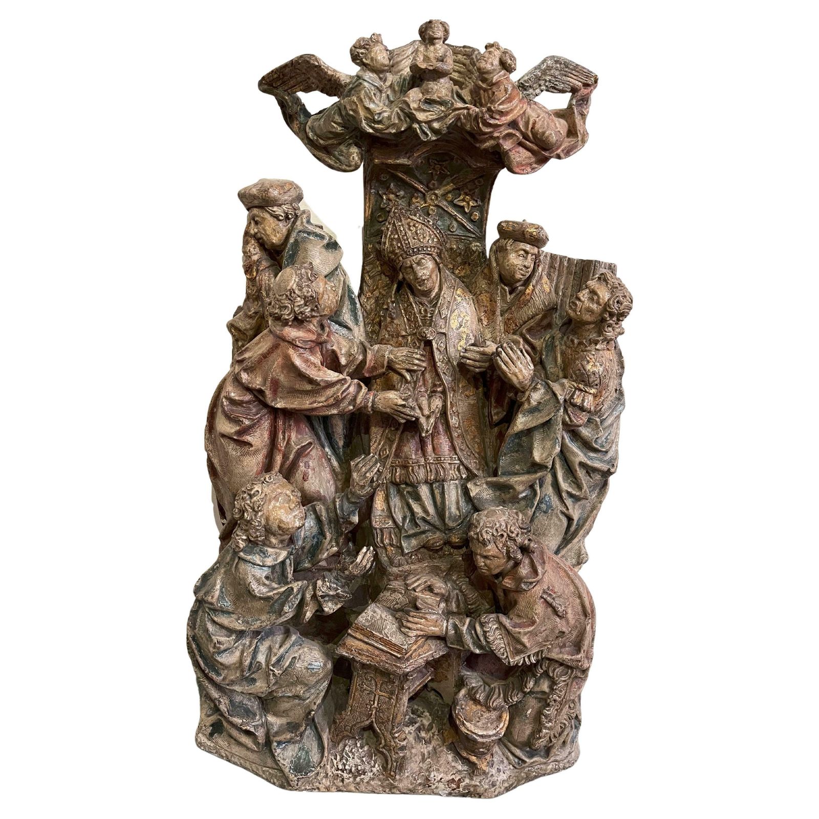 Early 16th Century Stone Carving   'The Death Of A Prelate'