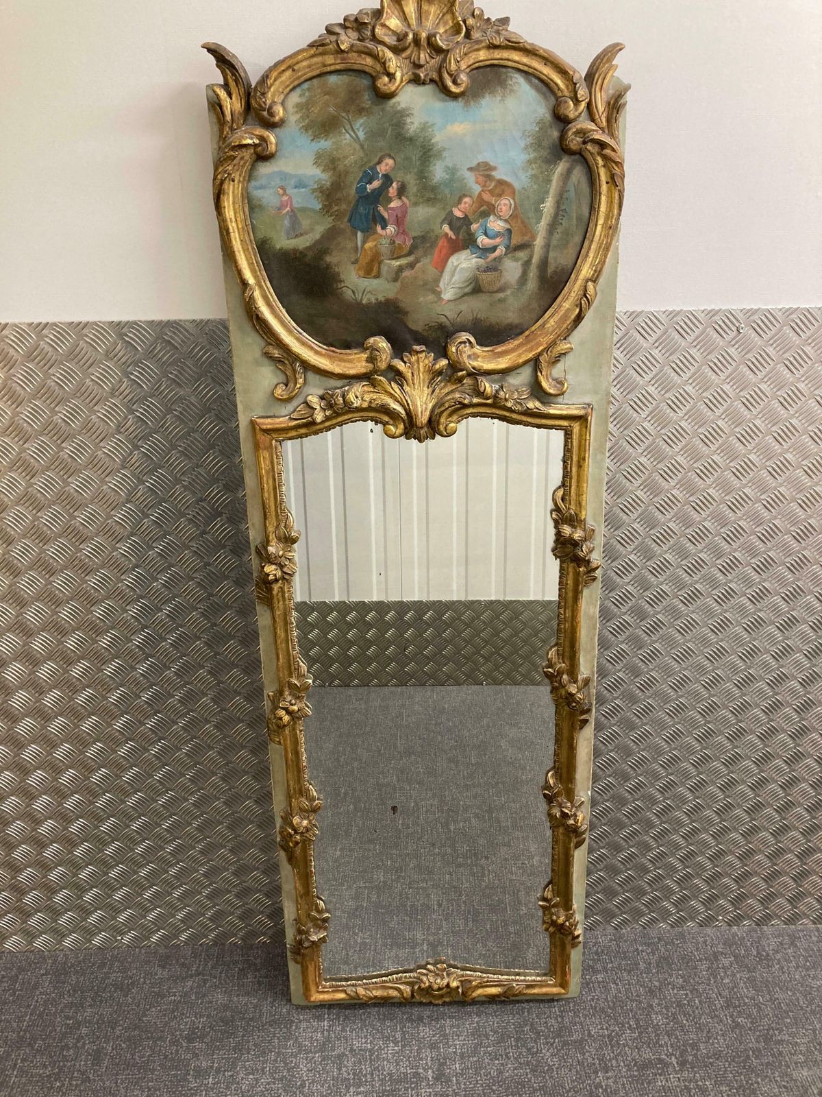 18th Century French Painted And Parcel Gilt  Trumeau Mirror photo furniture