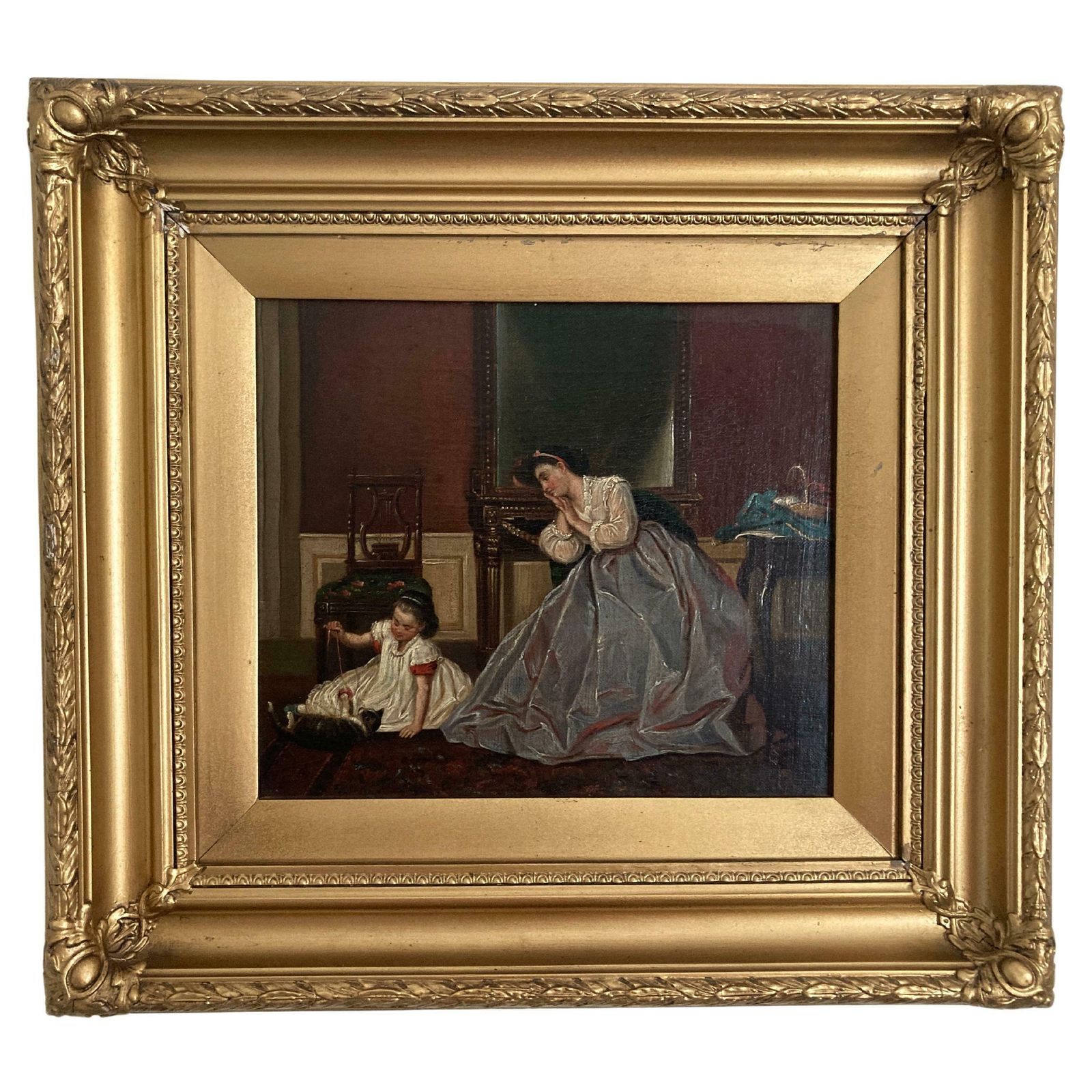 Pair Of 19th Century School, Oil On Canvas, Conversation Pieces
