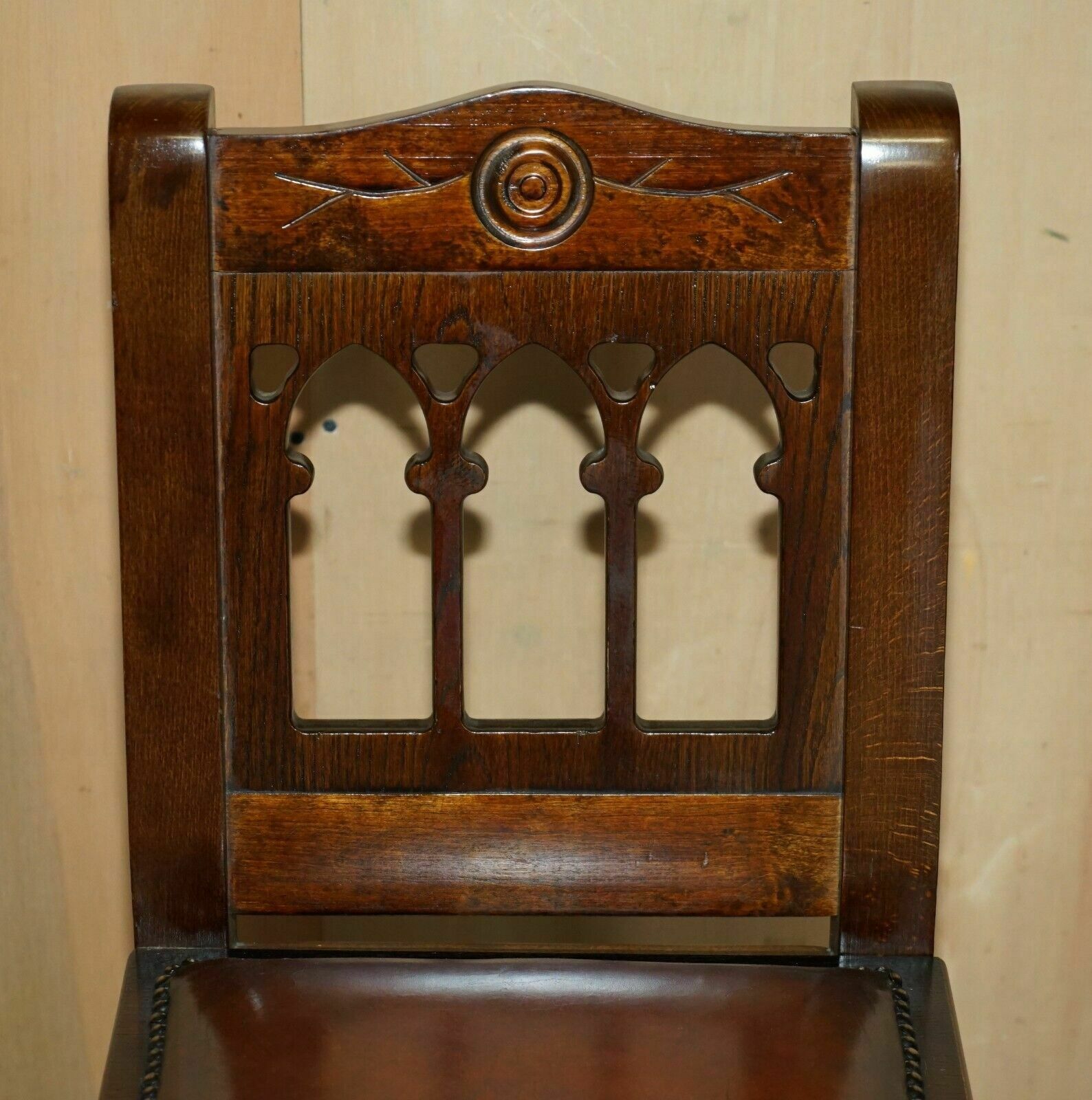 Vintage Pair Of Fully Restored Brown Leather Arts & Crafts Kitchen Bar Stools photo 1500.0