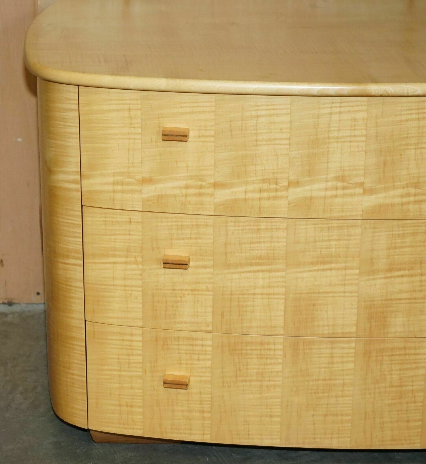 Sublime Bow Fronted Baxter & Lee Satin Birch Chest Of Drawers & Side Tables Set photo Furniture
