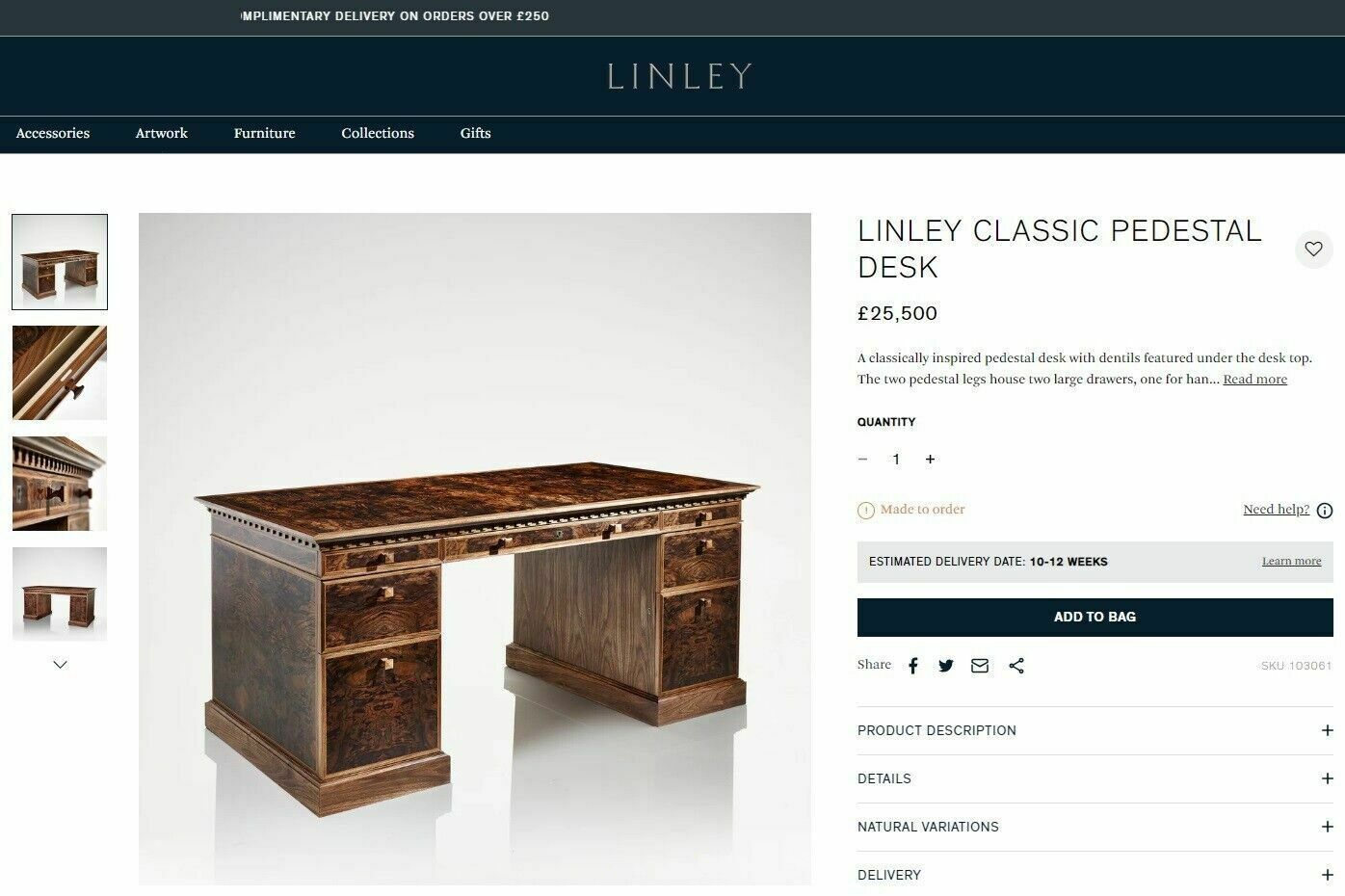 Rrp £25,550 David Linley Burr Walnut Classic Pedestal Desk For Light Restoration photo furniture