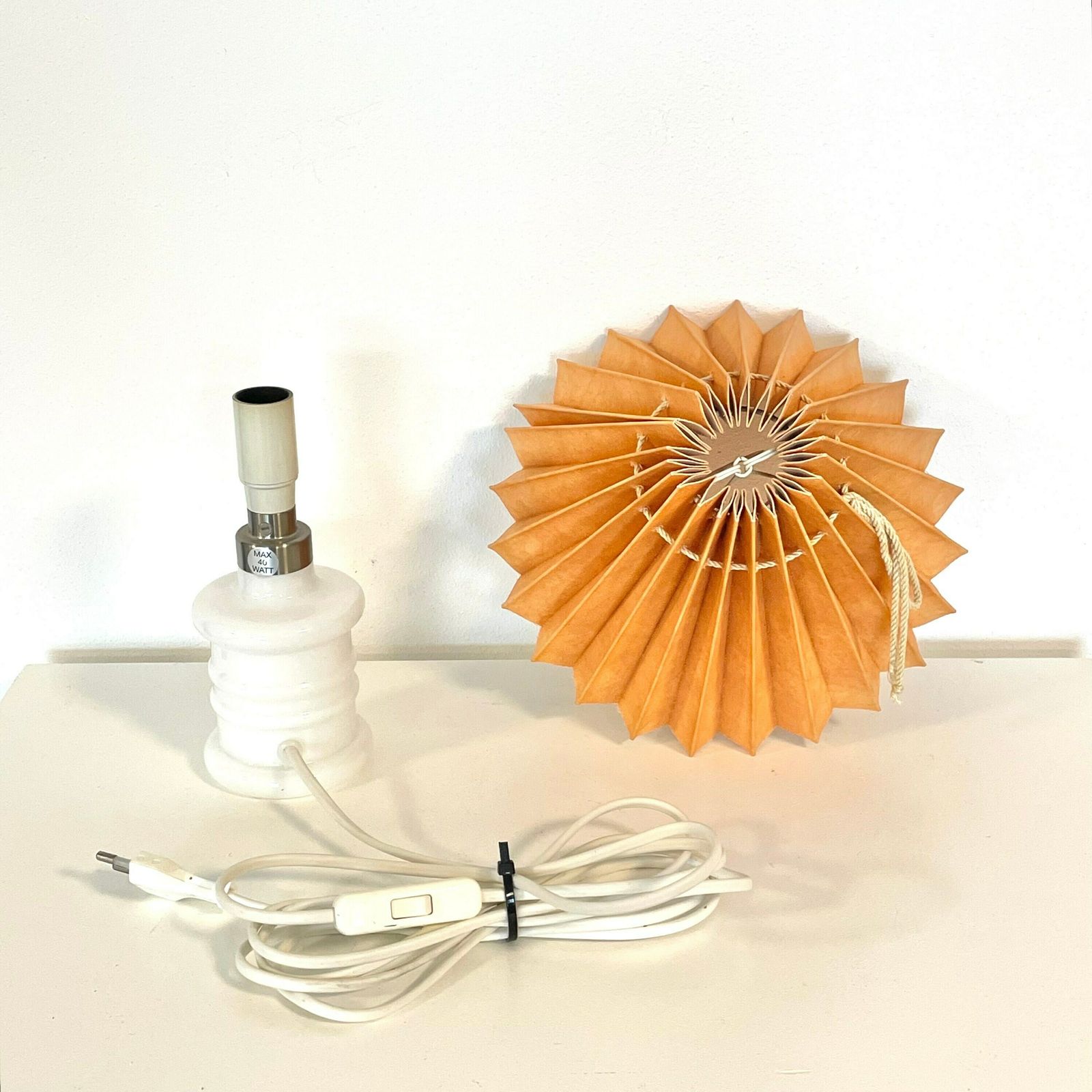 Danish Vintage “Apoteker” 1980s Table Lamp In White Crystal Glass With Orange Shade   Design By Sidse Werner For Royal Copenhagen photo 165.0