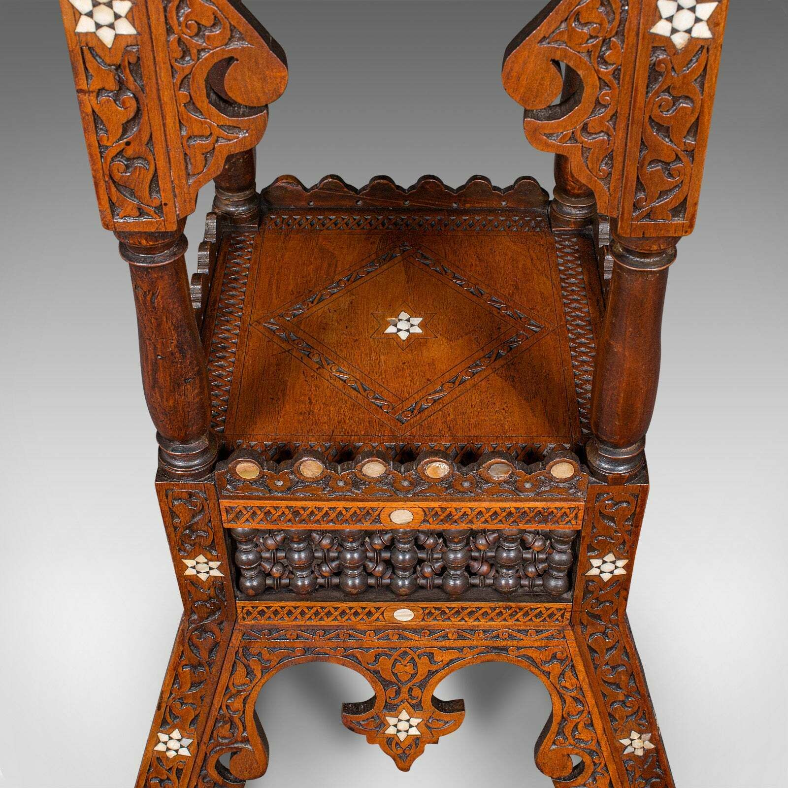 photo furniture Antique Moorish Jardiniere Stand, Middle Eastern Teak, Planter Podium, Victorian