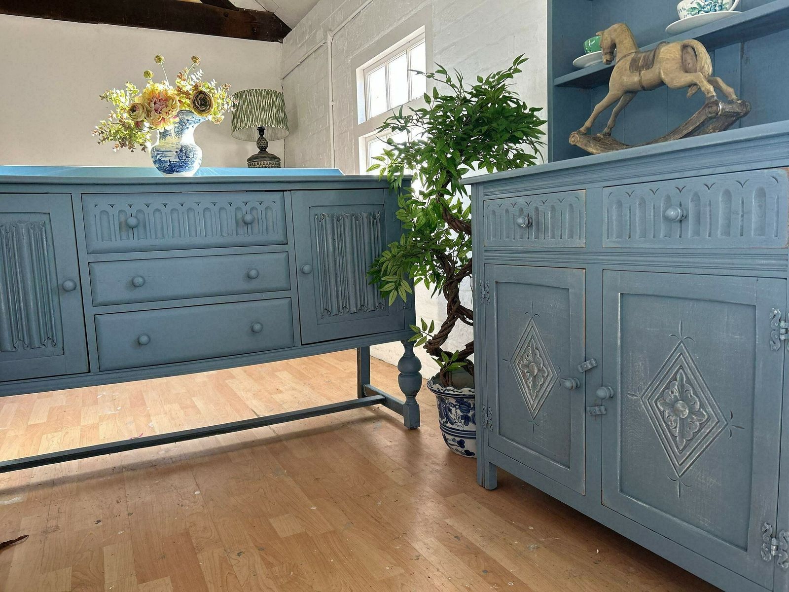 Rustic French Farmhouse Dresser, Blue Welsh Dresser, Antique Hand Painted Dresser, Shabby Chic Dresser photo buy