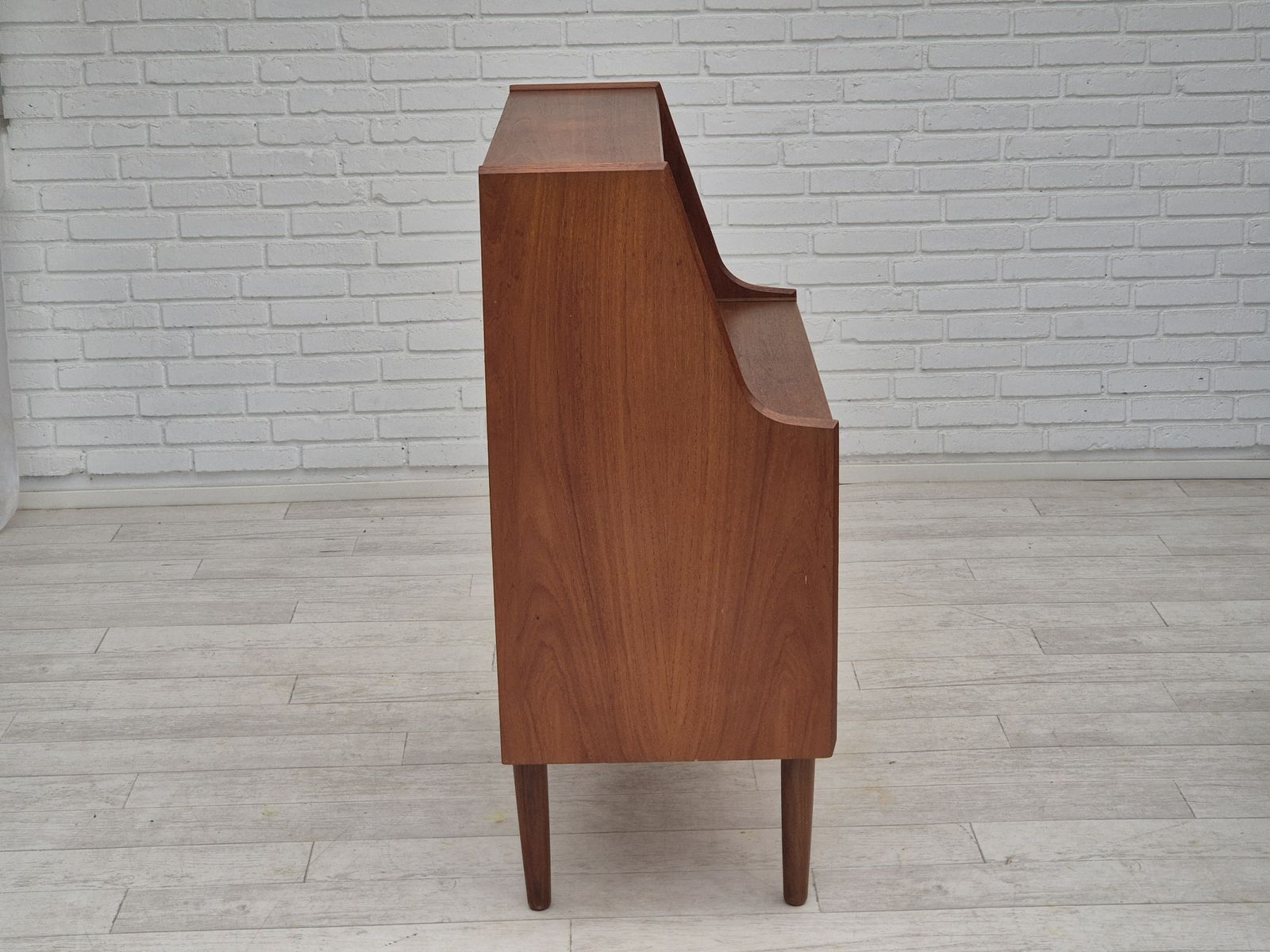 1960s, Danish Chest Of Drawers, Original Condition, Foldable Mirror, Solid Teak Wood. photo vintage