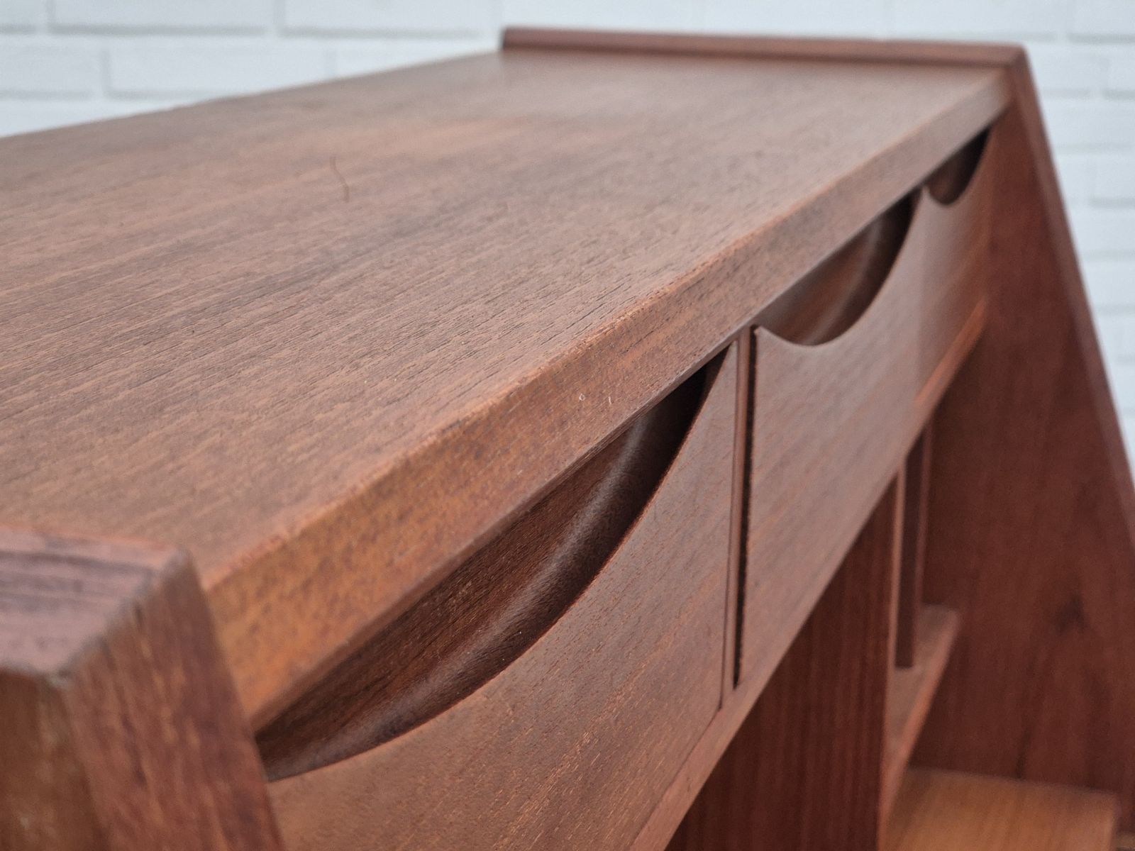 photo furniture 1960s, Danish Chest Of Drawers, Original Condition, Foldable Mirror, Solid Teak Wood.