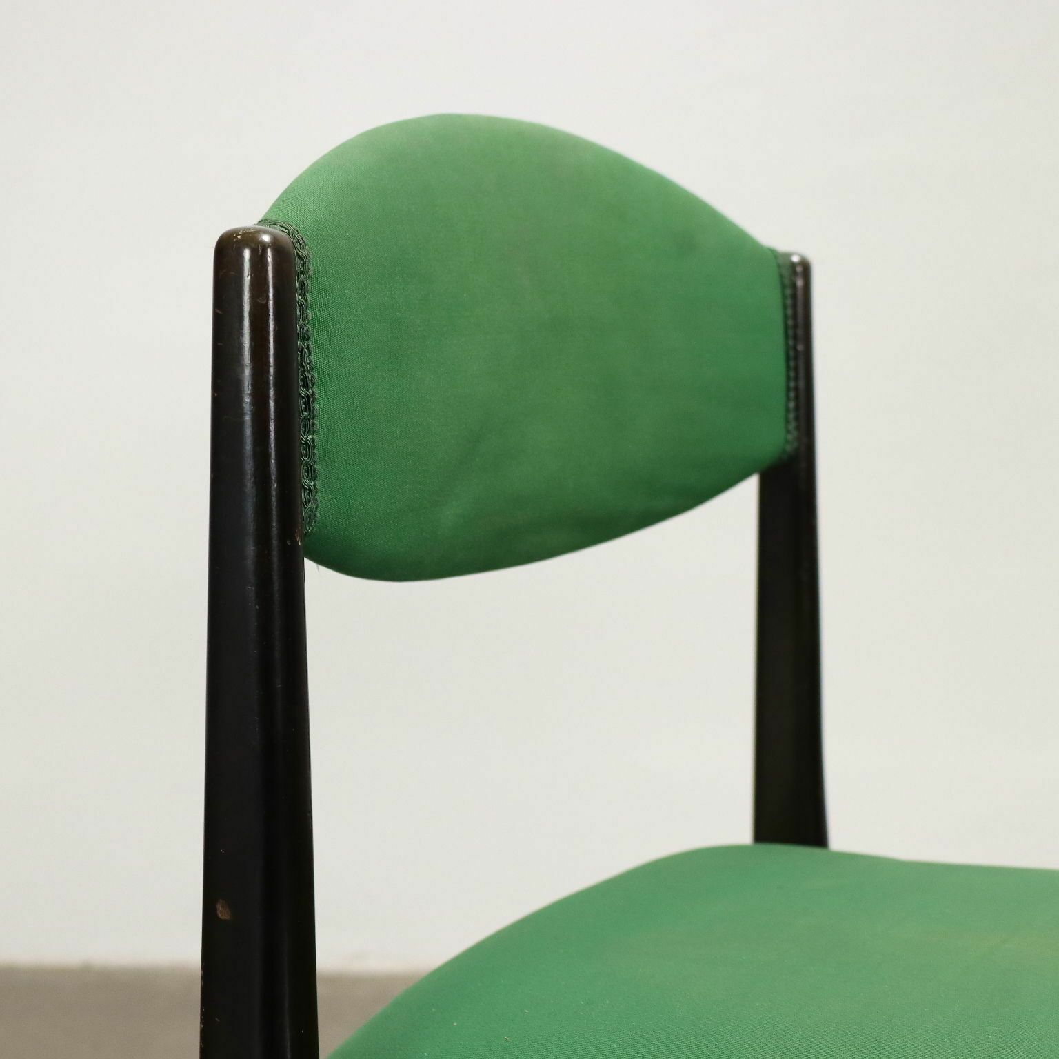 Vintage 1960s Chairs Ebony Wood Foam Padding Cloth photo for sale