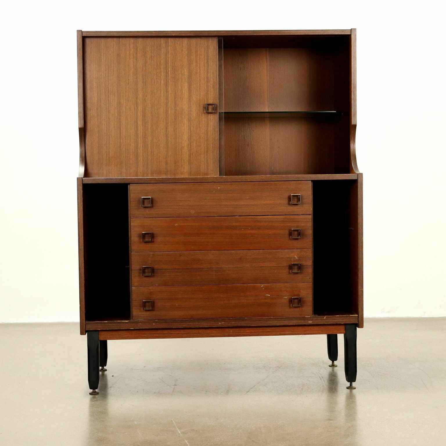 Vintage Cupboard Exotic Wood Veneer Italy 1960s photo Furniture