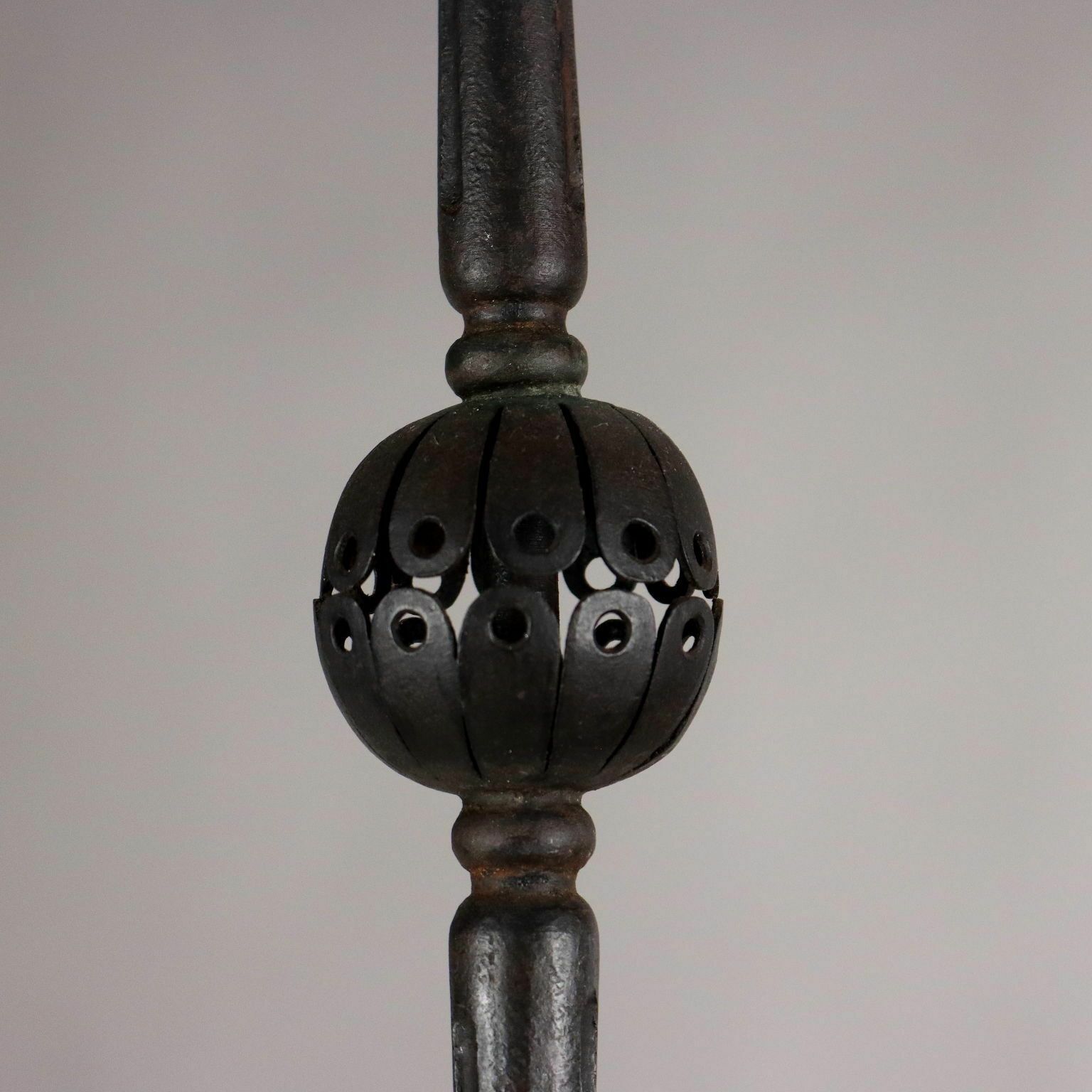 Antique Chandelier Wrought Iron Glass Italy XX Century photo Lighting