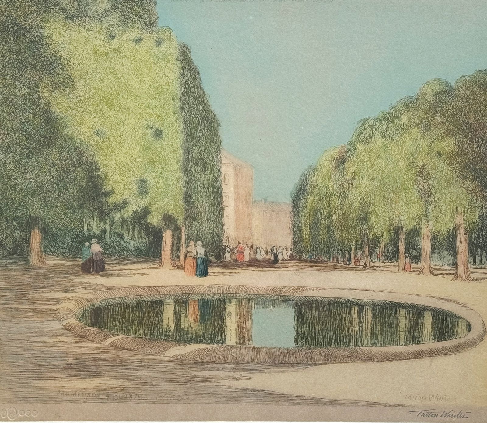Promenade De Blossux Poitiers Original Signed Antique Etching William Tatton Winter photo furniture