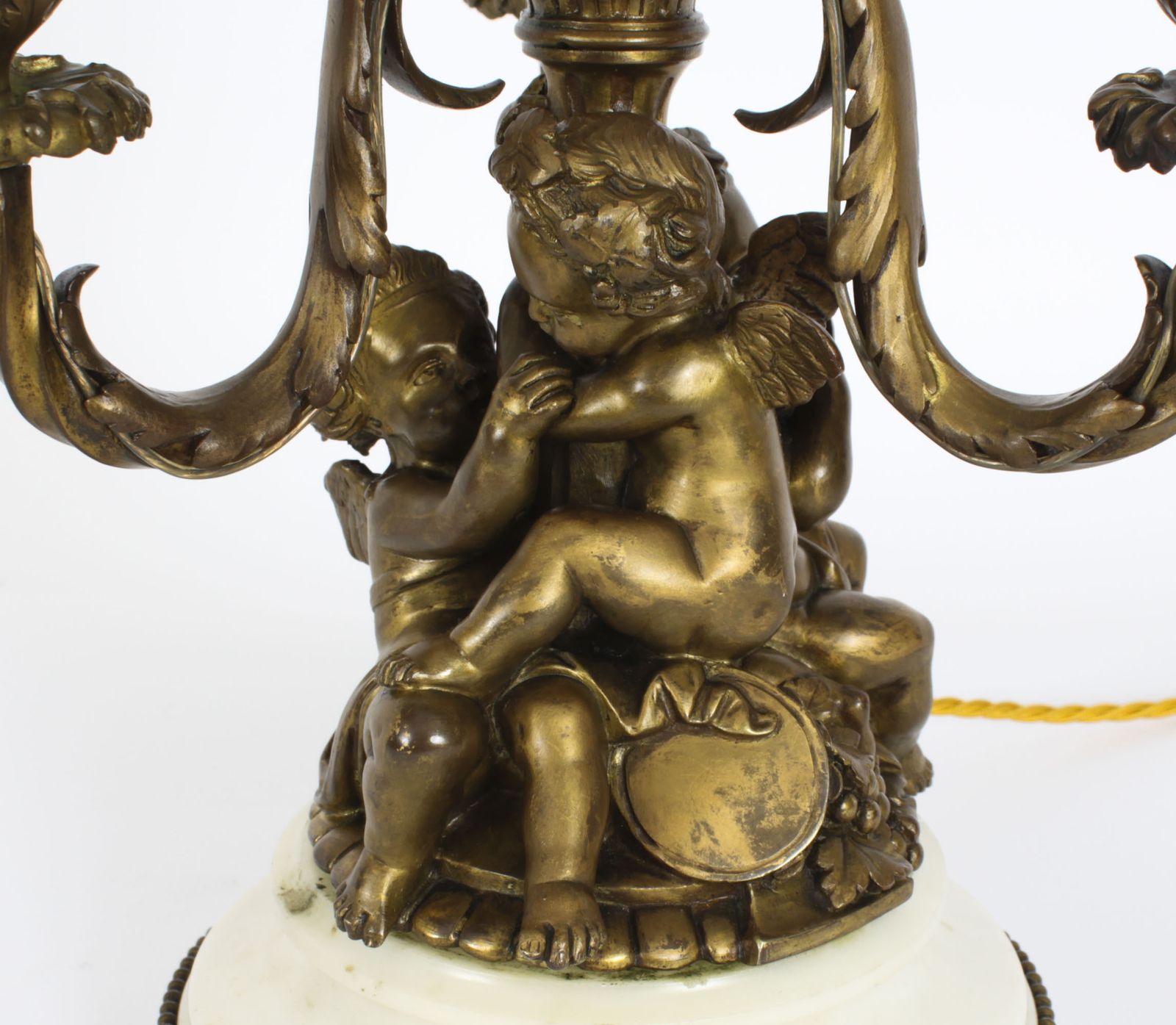 Antique French Ormolu Cherub Table Lamp Louis Revival Circa 1870 photo vinterior
