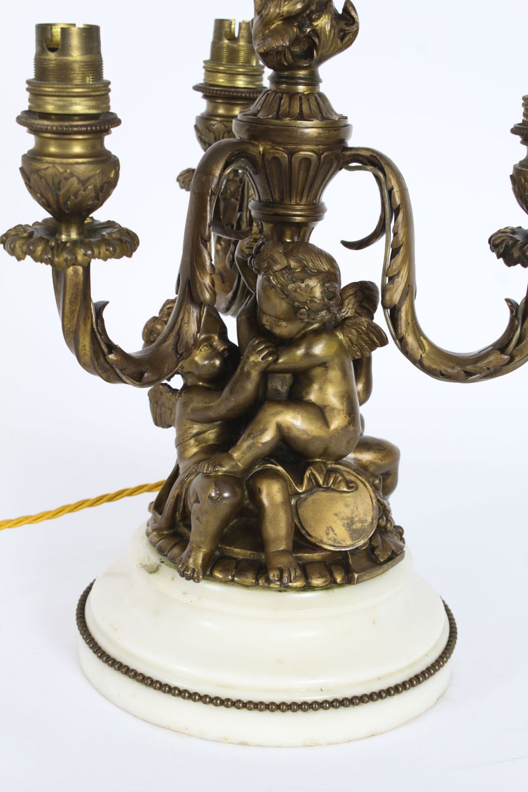 Antique French Ormolu Cherub Table Lamp Louis Revival Circa 1870 photo vintage