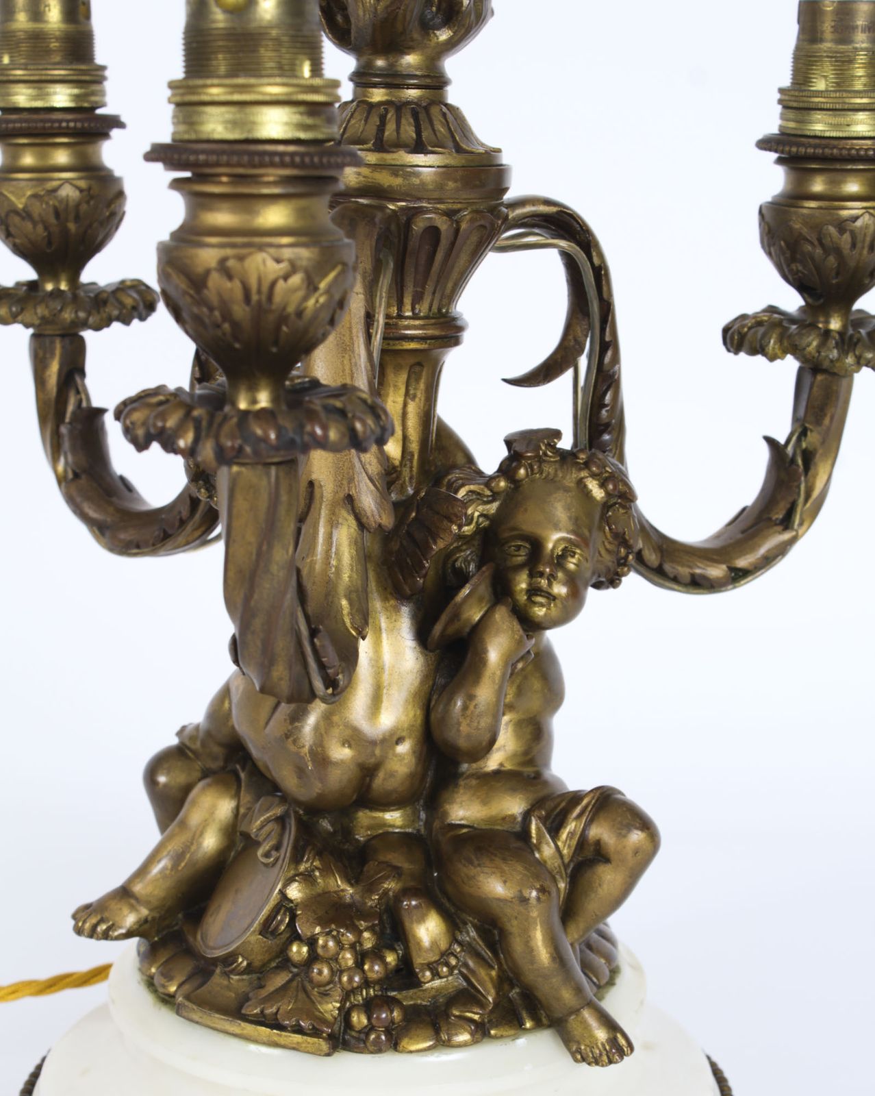 photo for sale Antique French Ormolu Cherub Table Lamp Louis Revival Circa 1870