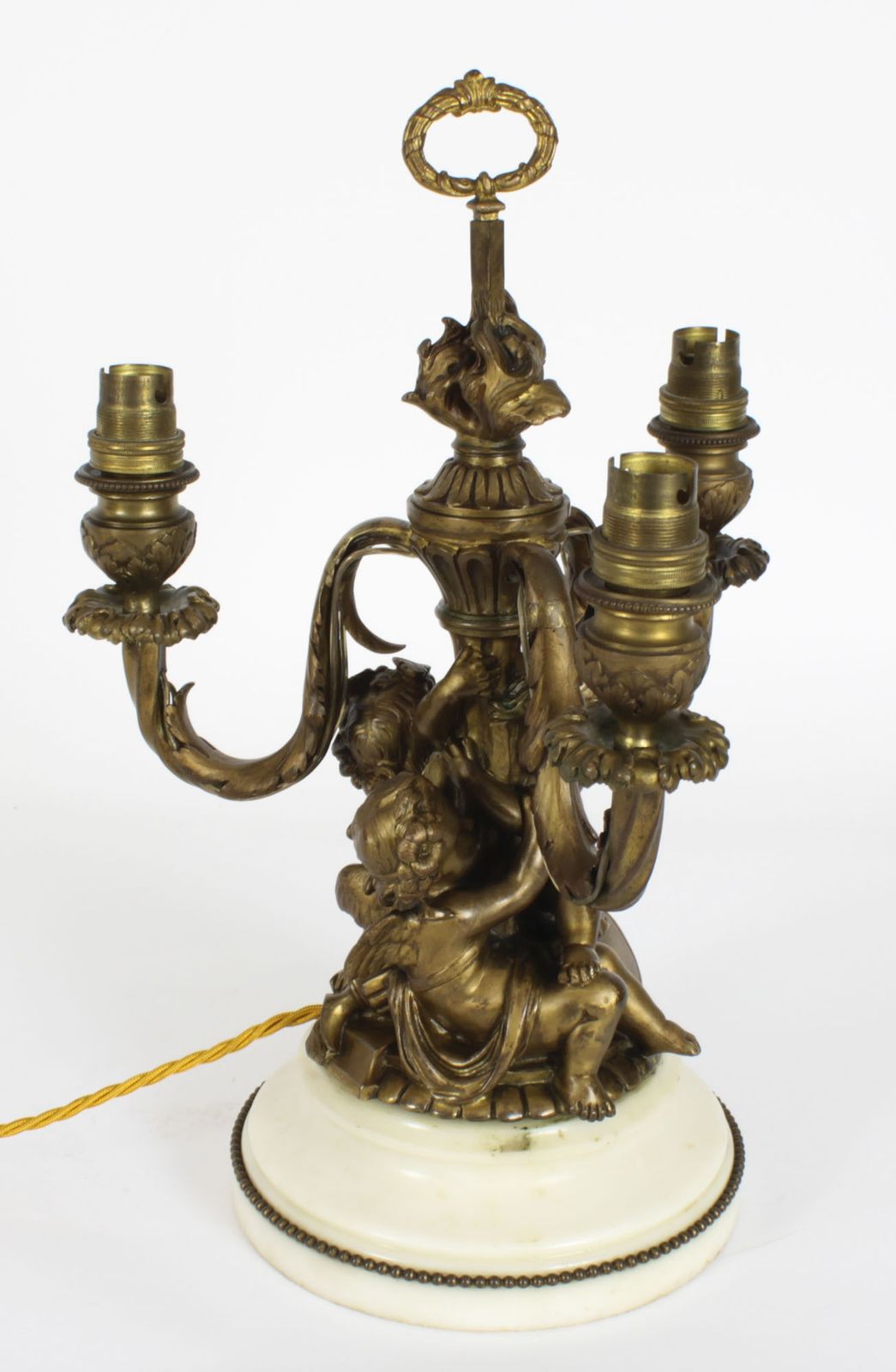 1250.0 Antique French Ormolu Cherub Table Lamp Louis Revival Circa 1870 photo