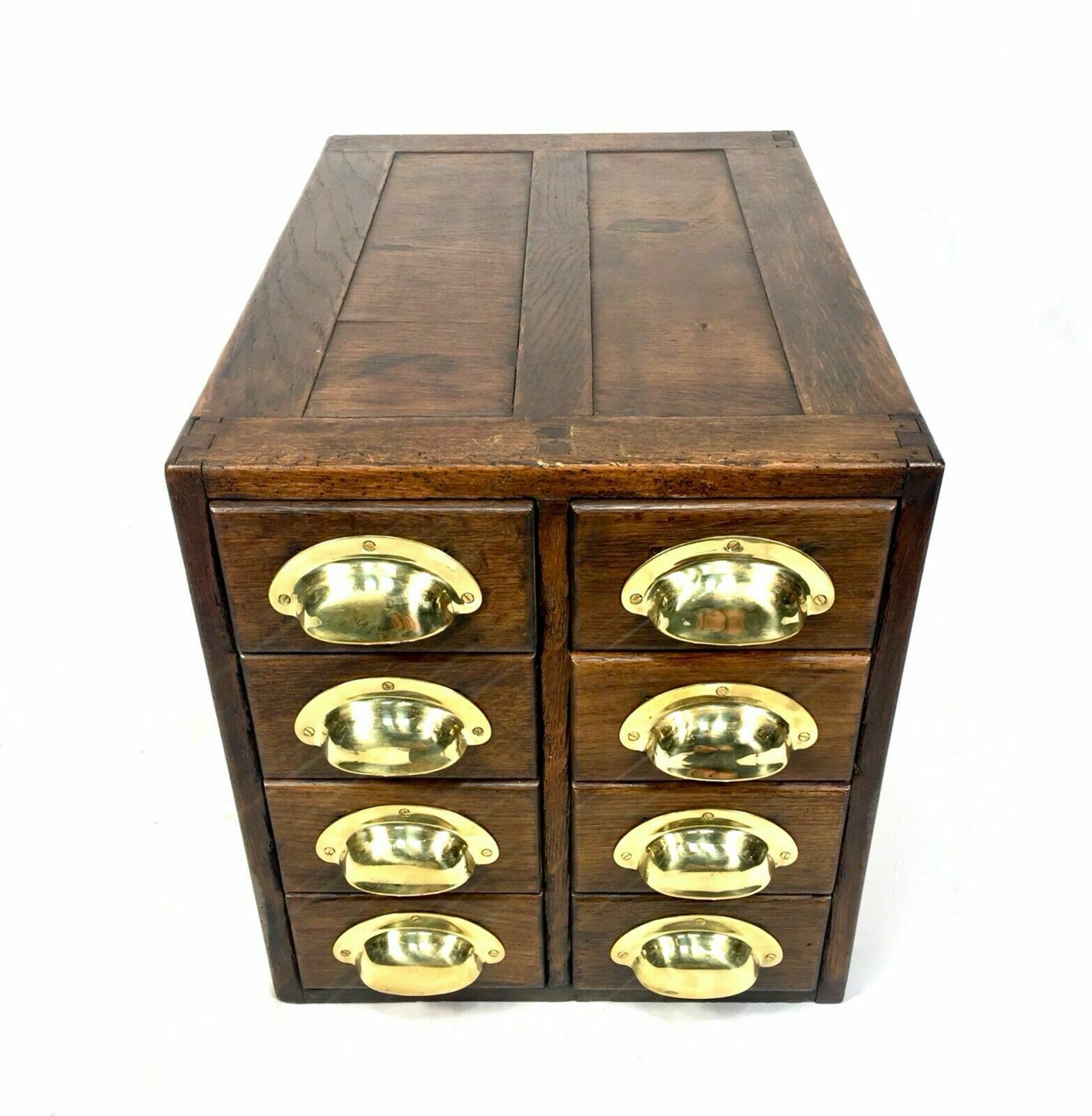 Antique 1930s Large Sized Tabletop Filing Cabinet / Wooden Oak Chest Of Drawers photo furniture
