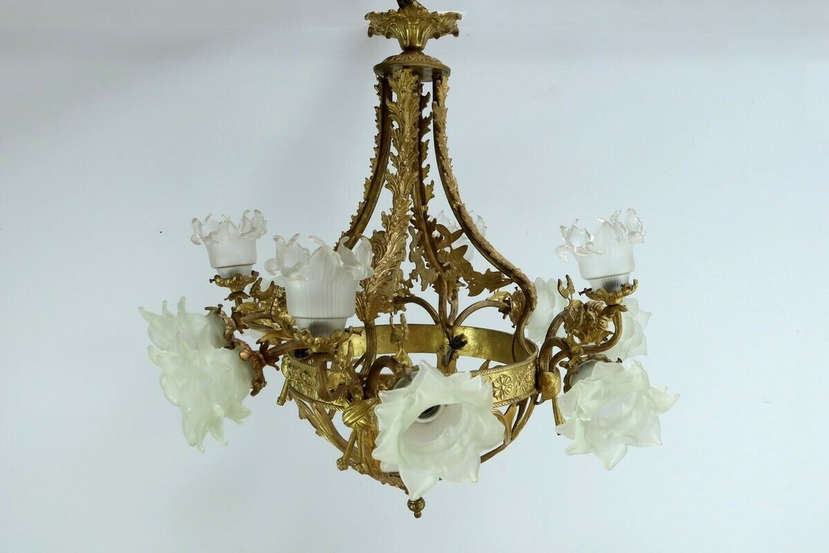 Chandelier With 12 Lights In Gilt Bronze, Napoleon III Style – Late 19th Century