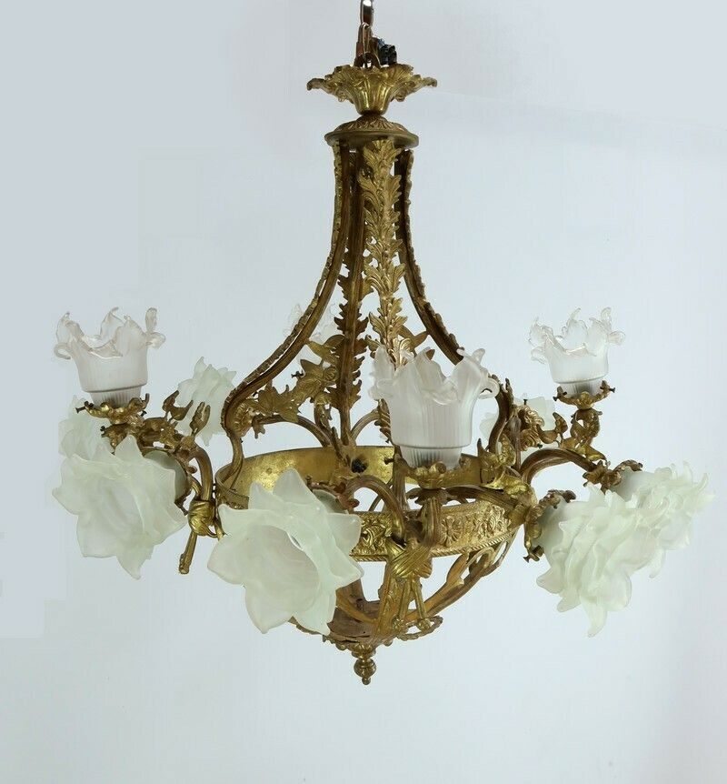 Chandelier With 12 Lights In Gilt Bronze, Napoleon III Style – Late 19th Century photo furniture