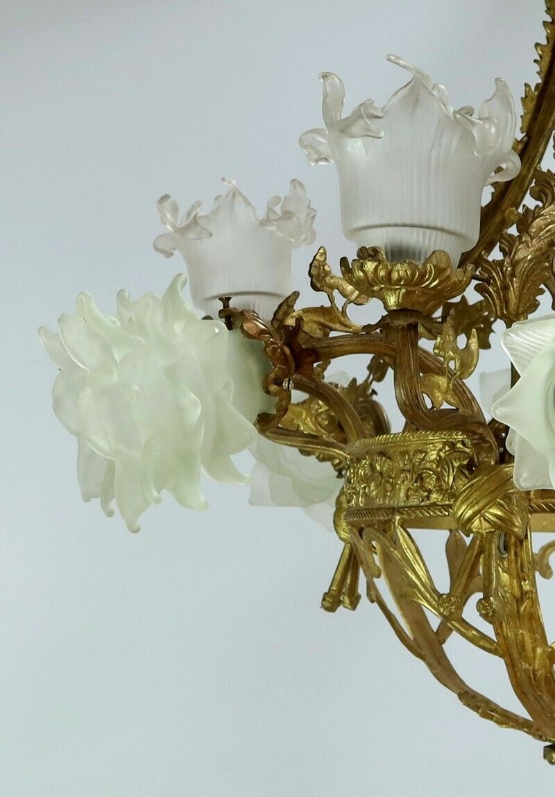 Chandelier With 12 Lights In Gilt Bronze, Napoleon III Style – Late 19th Century photo buy