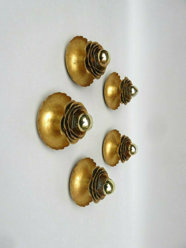 Water Lily Wall Lights In Gold Leaf And Metal By Banci Firenze, 1970s, Set Of 5 photo furniture