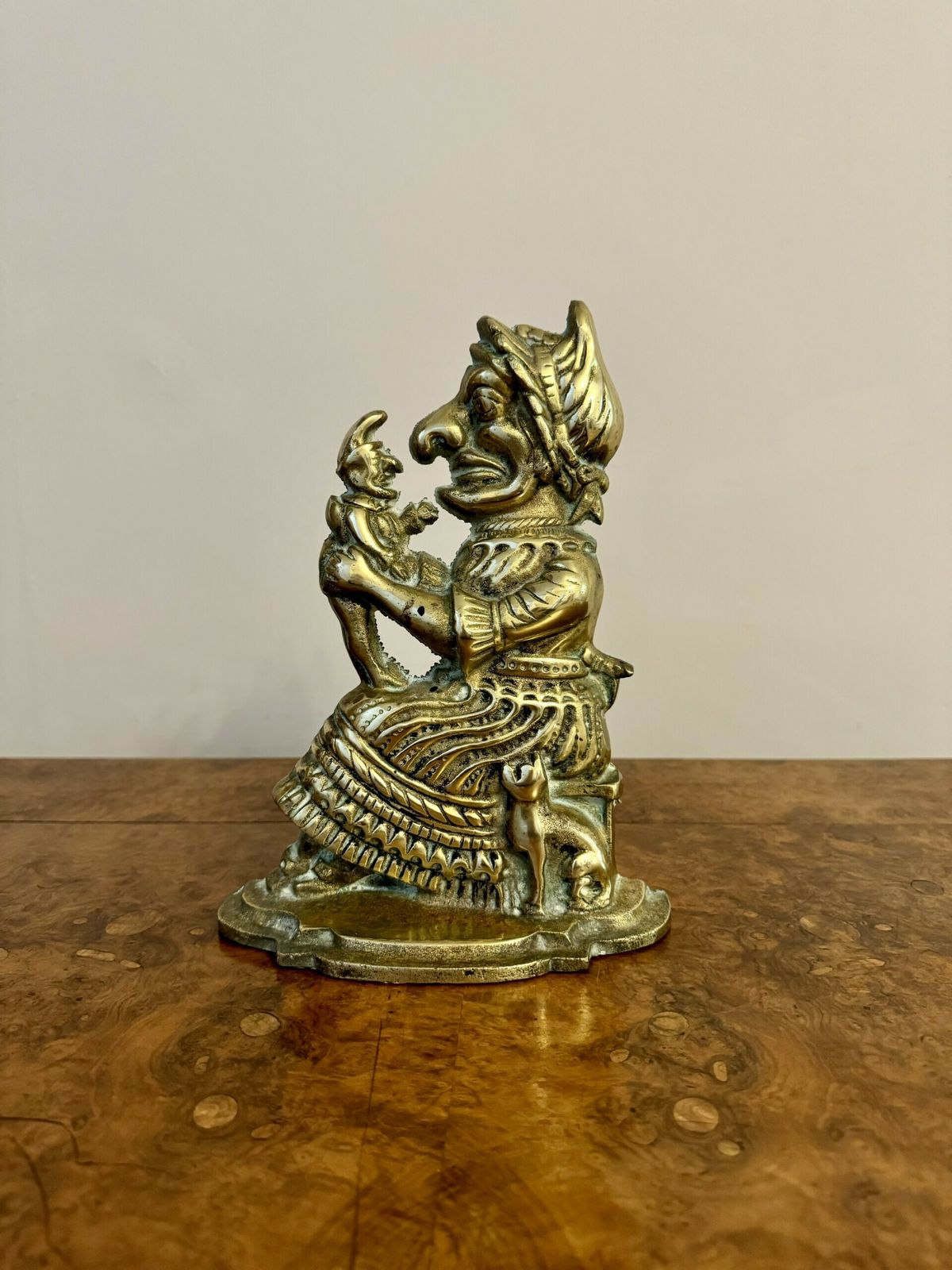 Unusual Brass Antique Doorstop Of Mrs Punch photo Home Decor