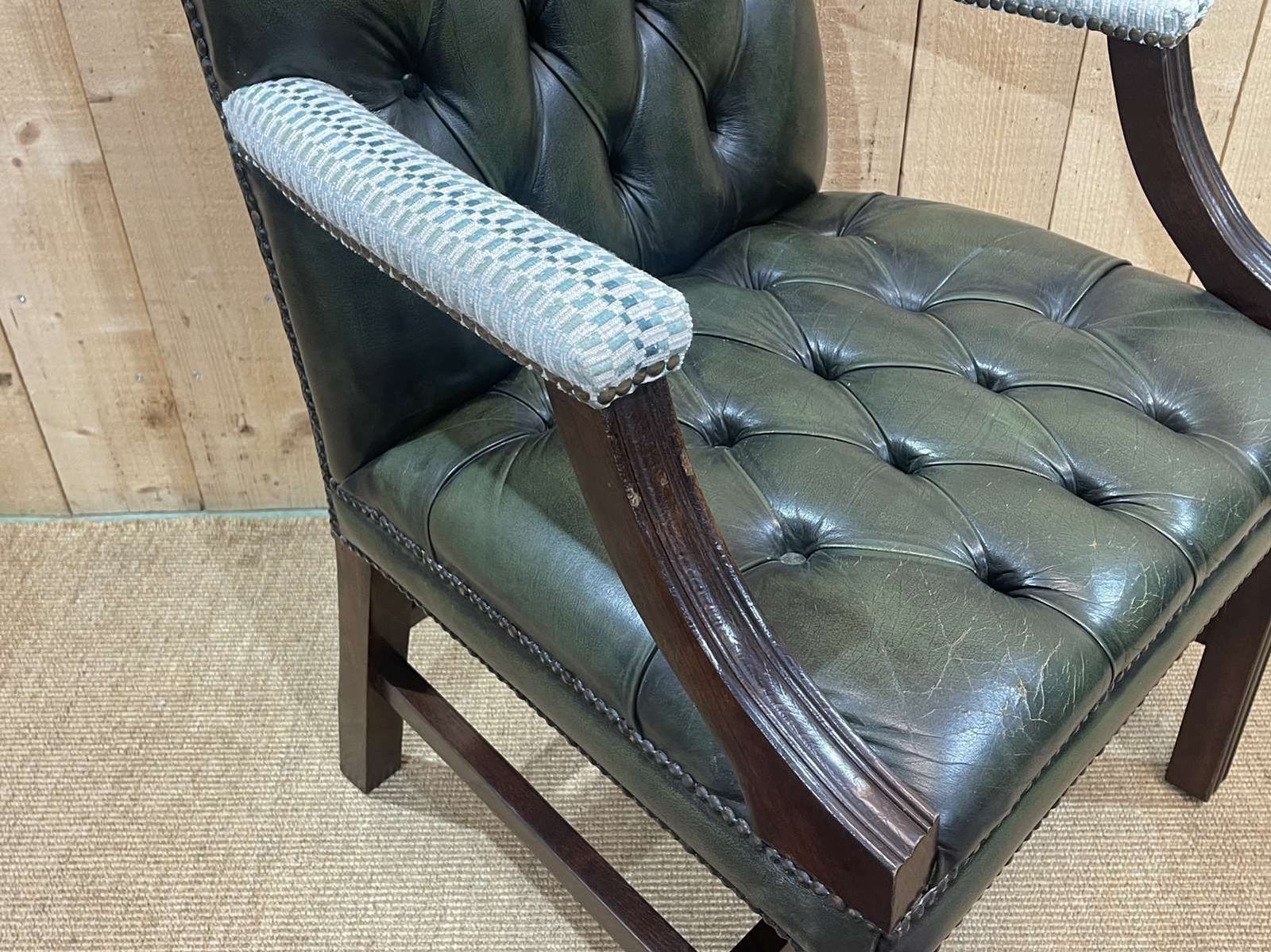 English Chesterfield Leather Armchair From The 70s photo buy