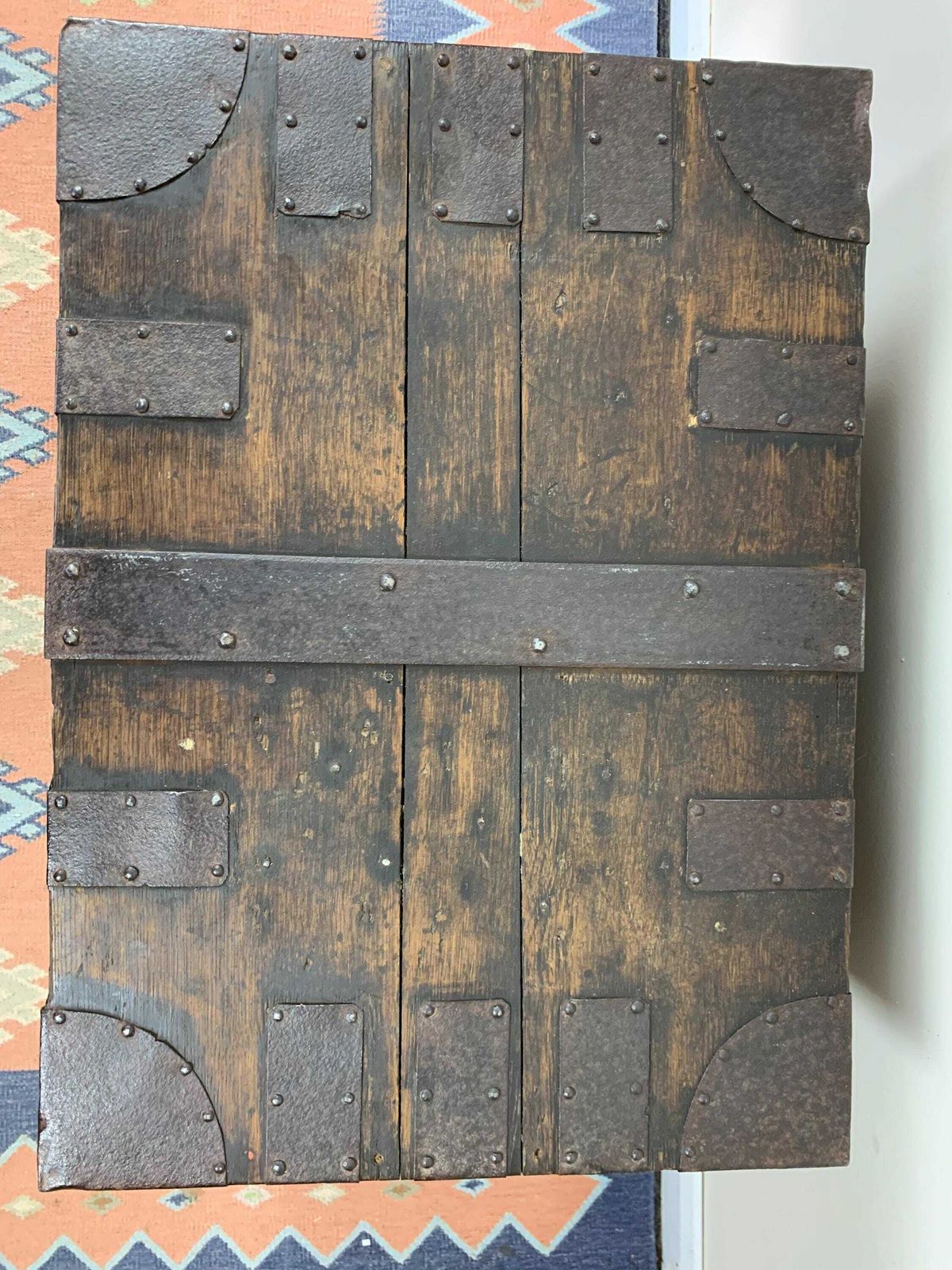photo furniture Antique Iron Bound Teak Trunk Formerly The Property Of Rt. Hon. Earl Of Leicester