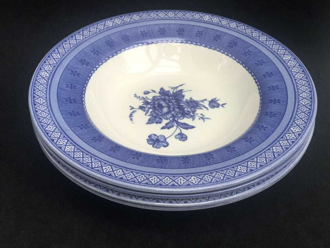 photo furniture Set Of 4 Churchill Out Of The Blue 22,3 Cm/8.7″ Soup/Pasta/Risotto Plates Inspired By Mary Gilliatt Blue And White Table Decor English Gift