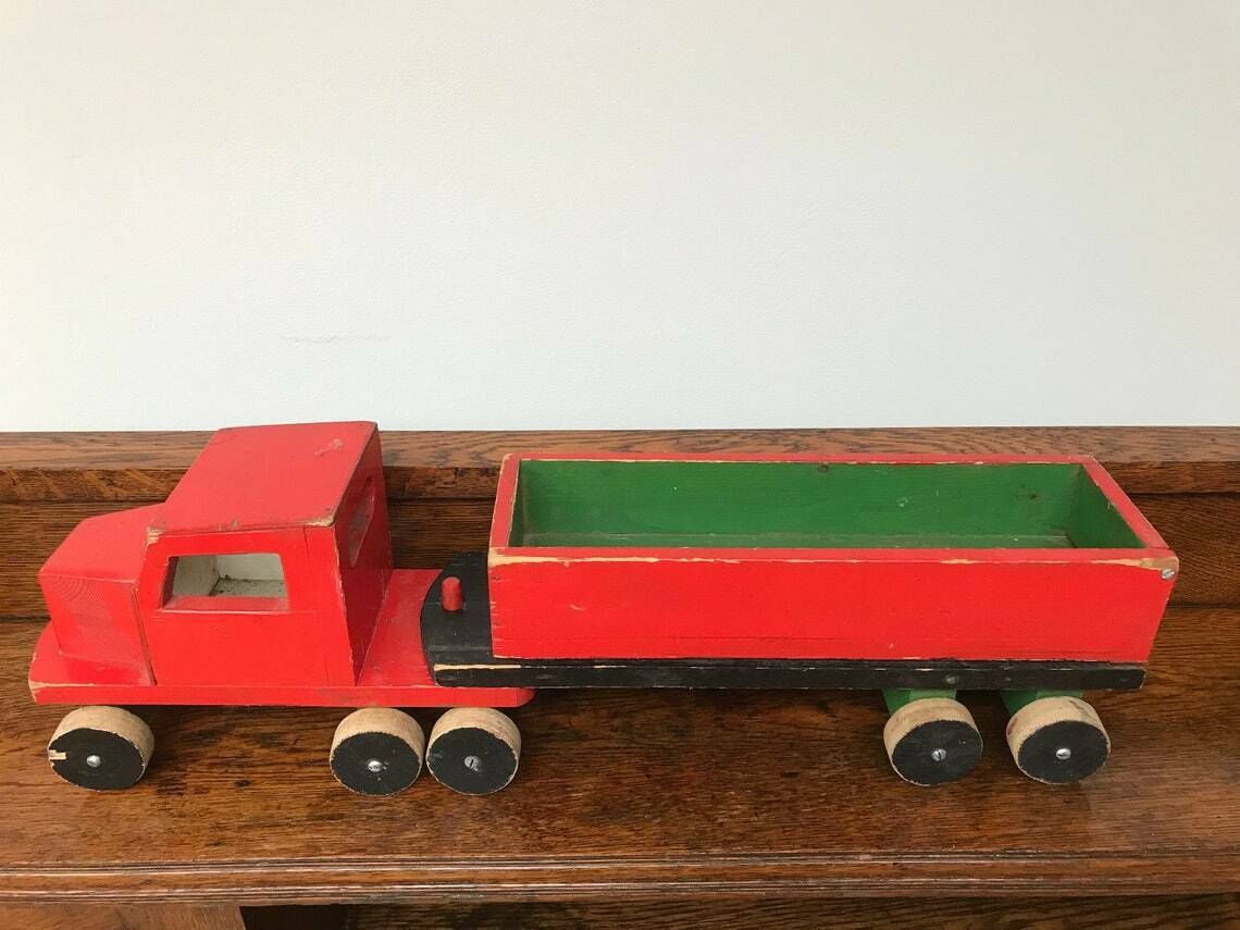 Folk Art Shed Made Toy Articulated Tipper Truck From Belgium