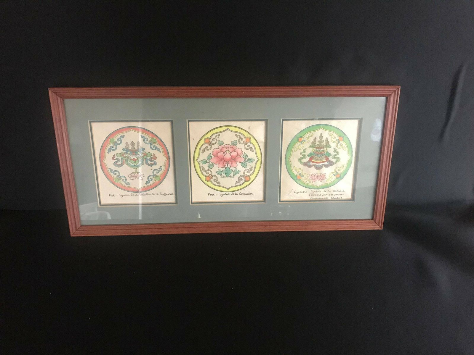 Vintage Trio Of Three Hand Painted Tibetan Mandalas