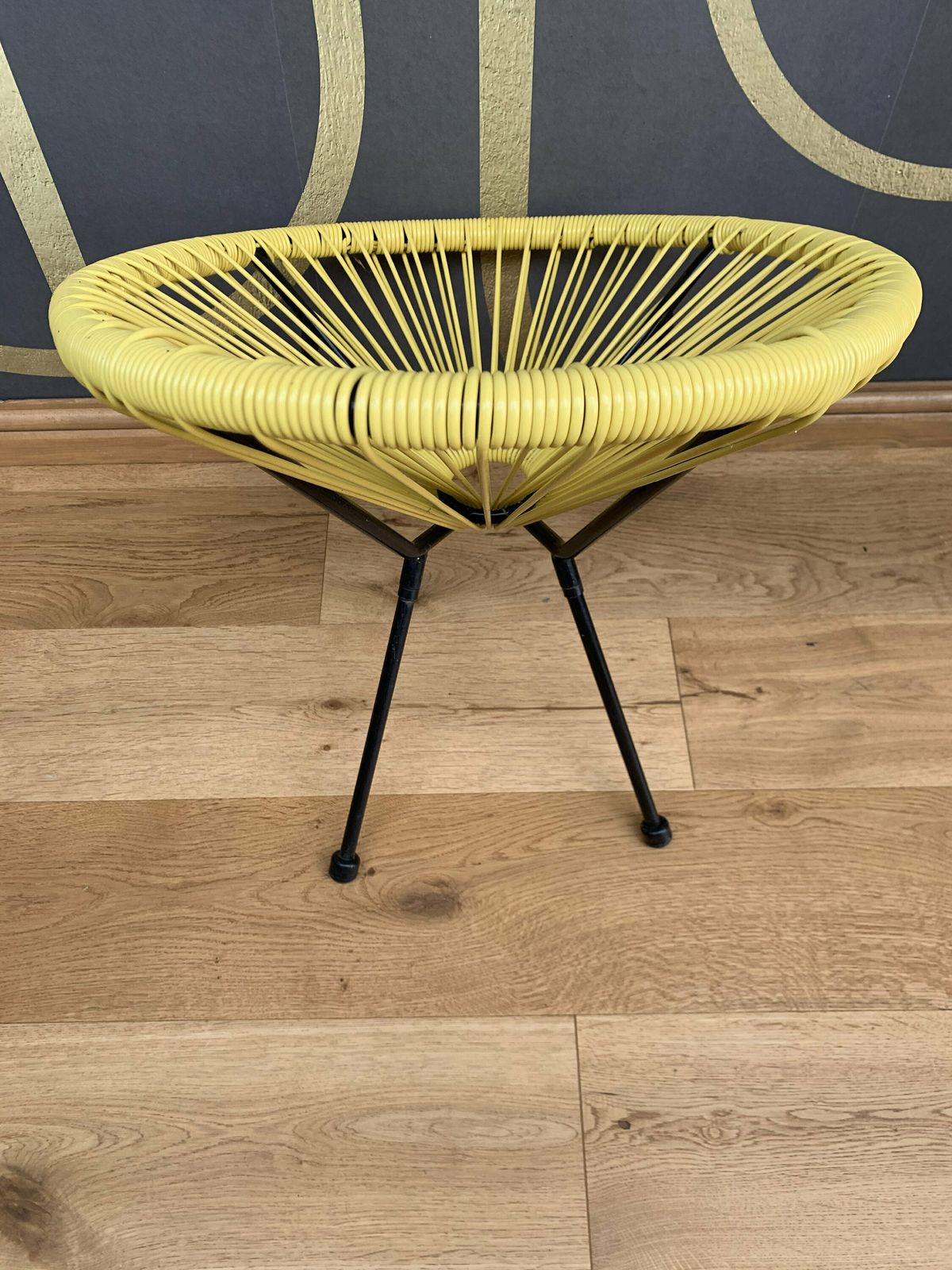 Vintage Retro Sputnik Style Childs Saucer Shape Tub Chair In Yellow And Black photo furniture