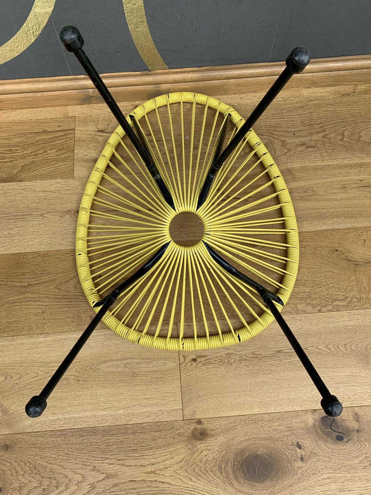 Vintage Retro Sputnik Style Childs Saucer Shape Tub Chair In Yellow And Black photo 60.0