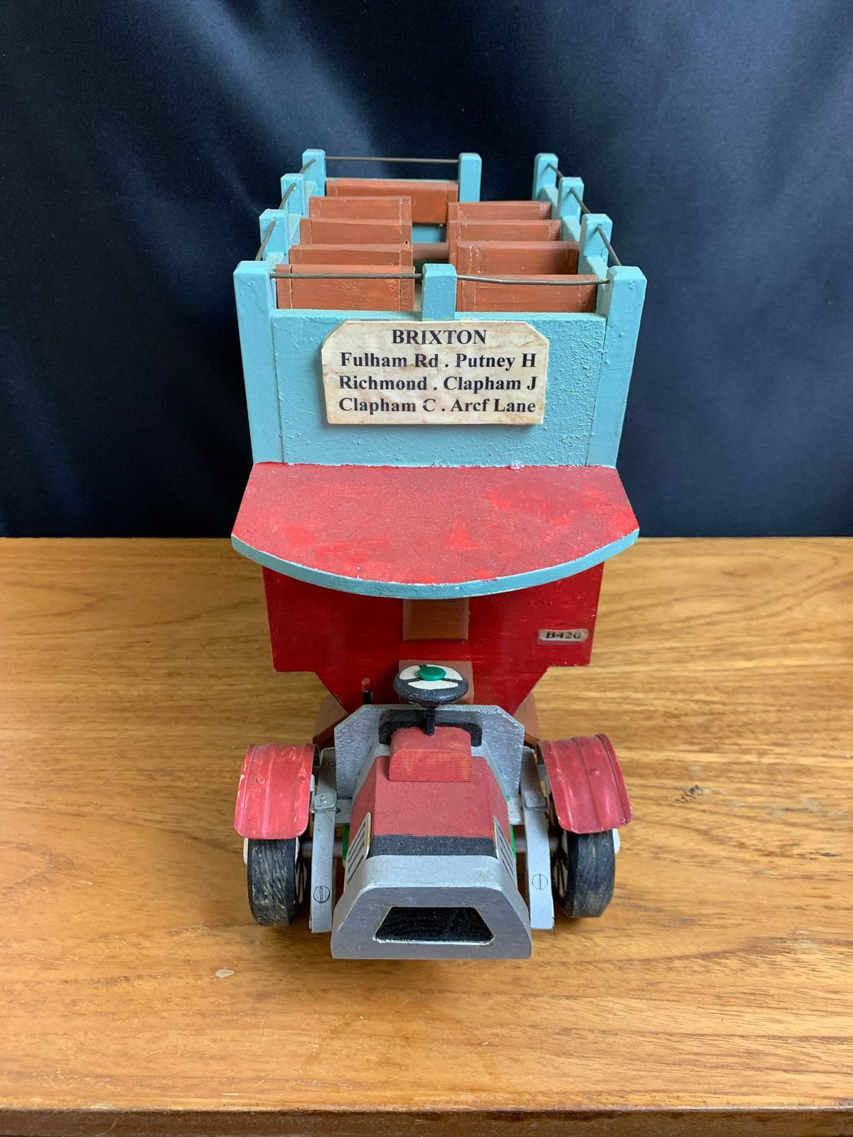 Sensational Scratch Built Toy Model Of An Early 20th Century Open Top London Bus photo furniture