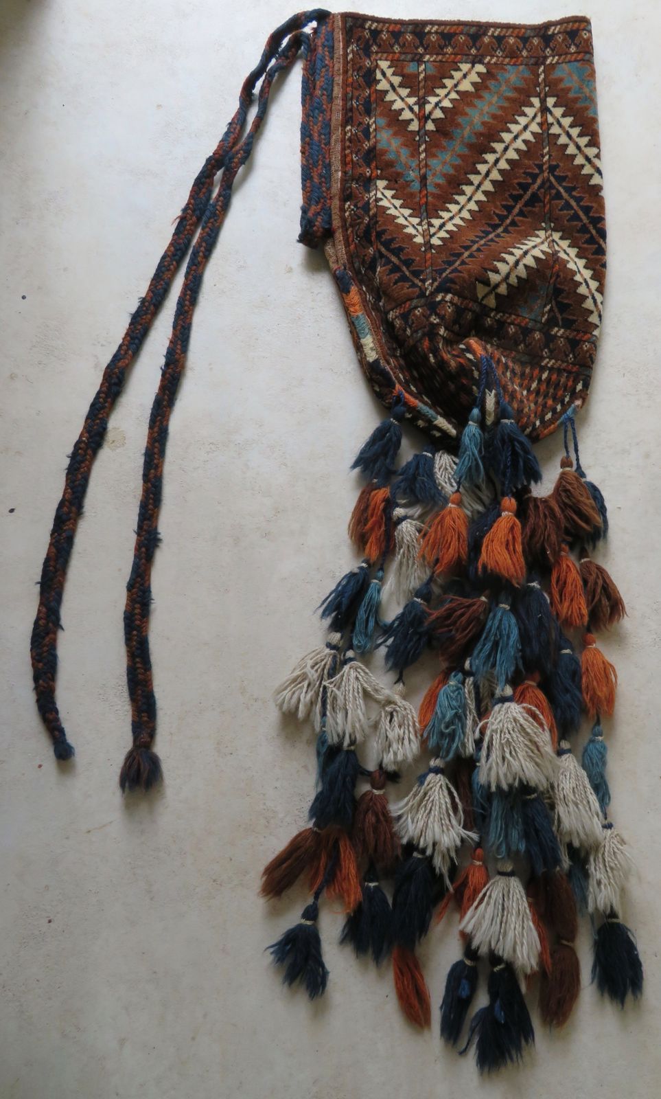 Scarce Antique Yomut Turkmen Uk Ok Bash (Tent Pole Bag), Turkmenistan, Central Asia.Circa 1900.